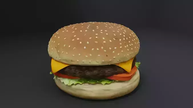 3D Cheeseburger with package model 3D model 6