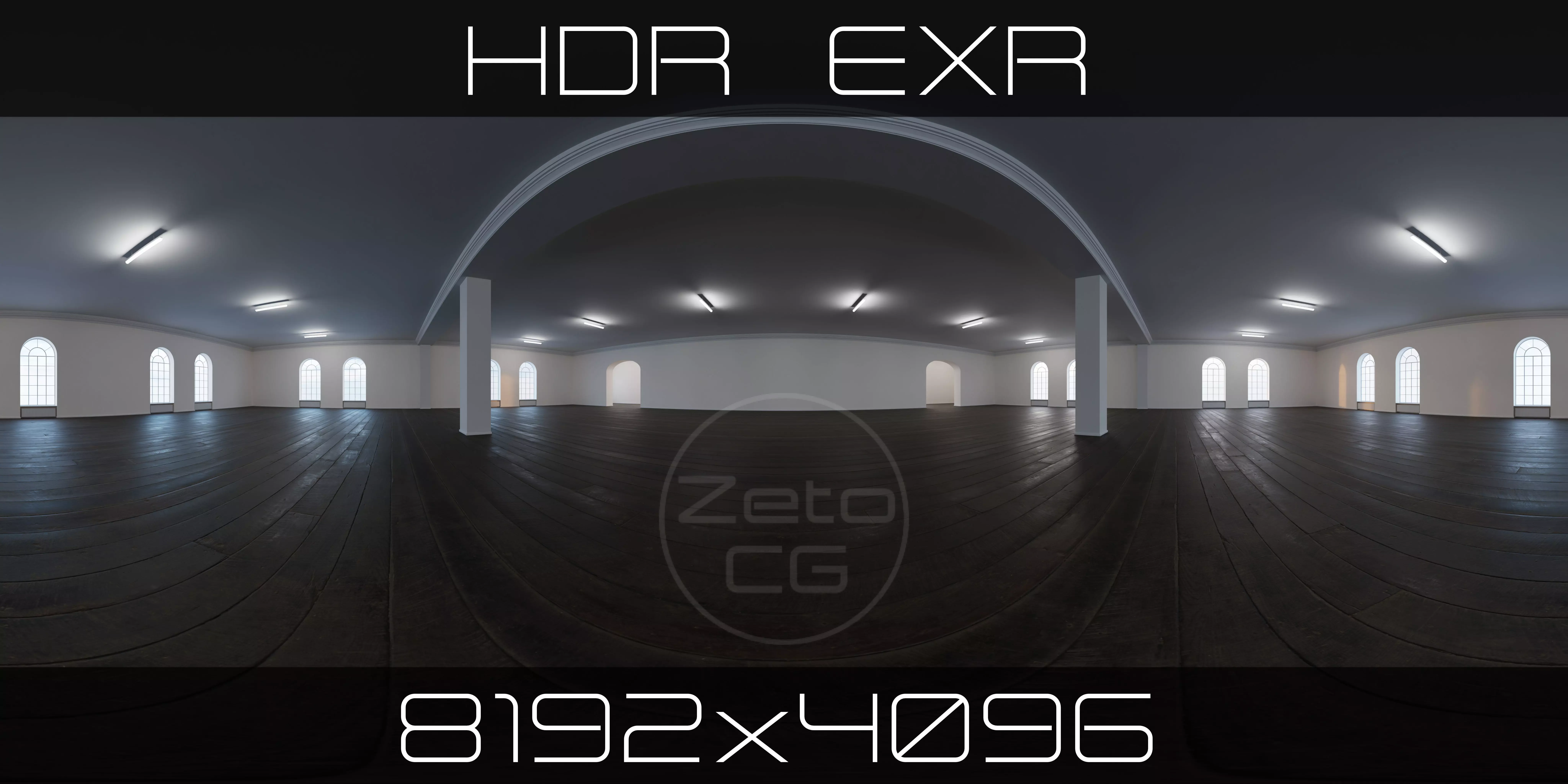 HDRI - Art Museum Gallery Interior 36 - 8192x4096 Texture