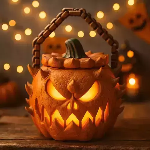 Halloween Pumpkin Basket STL File 3D Printable No Supports