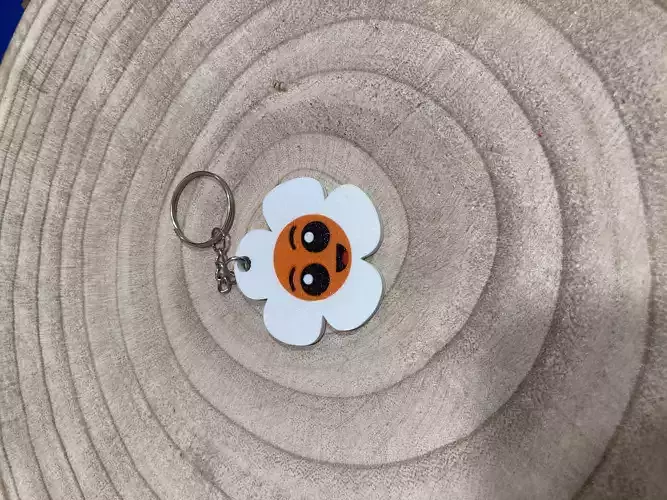 Smiling flower keychain Llavero Flor Sonriente 3D print model