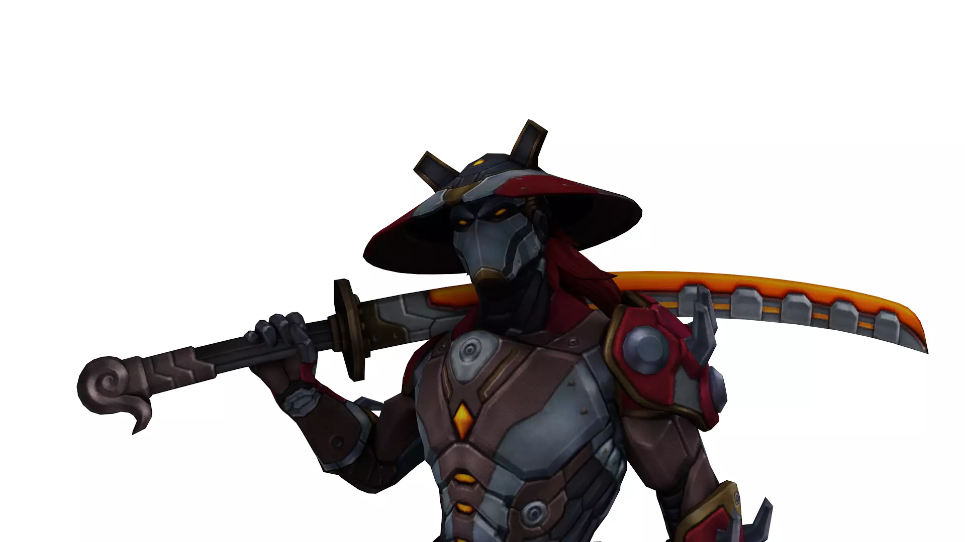 Cyber Samurai Warrior 3D Character with Neon Katana Low-poly 3D model_4