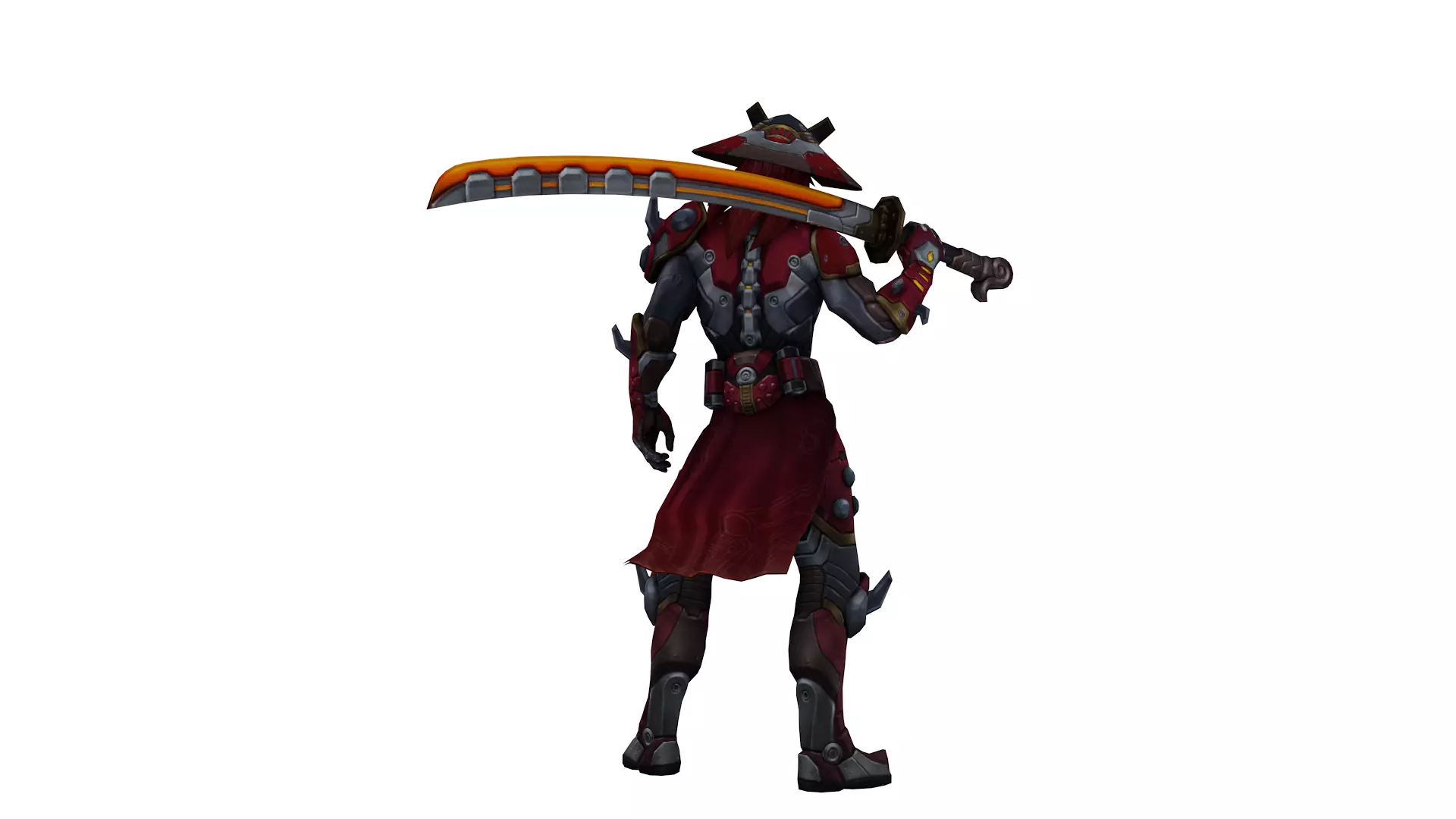 Cyber Samurai Warrior 3D Character with Neon Katana Low-poly 3D model_3