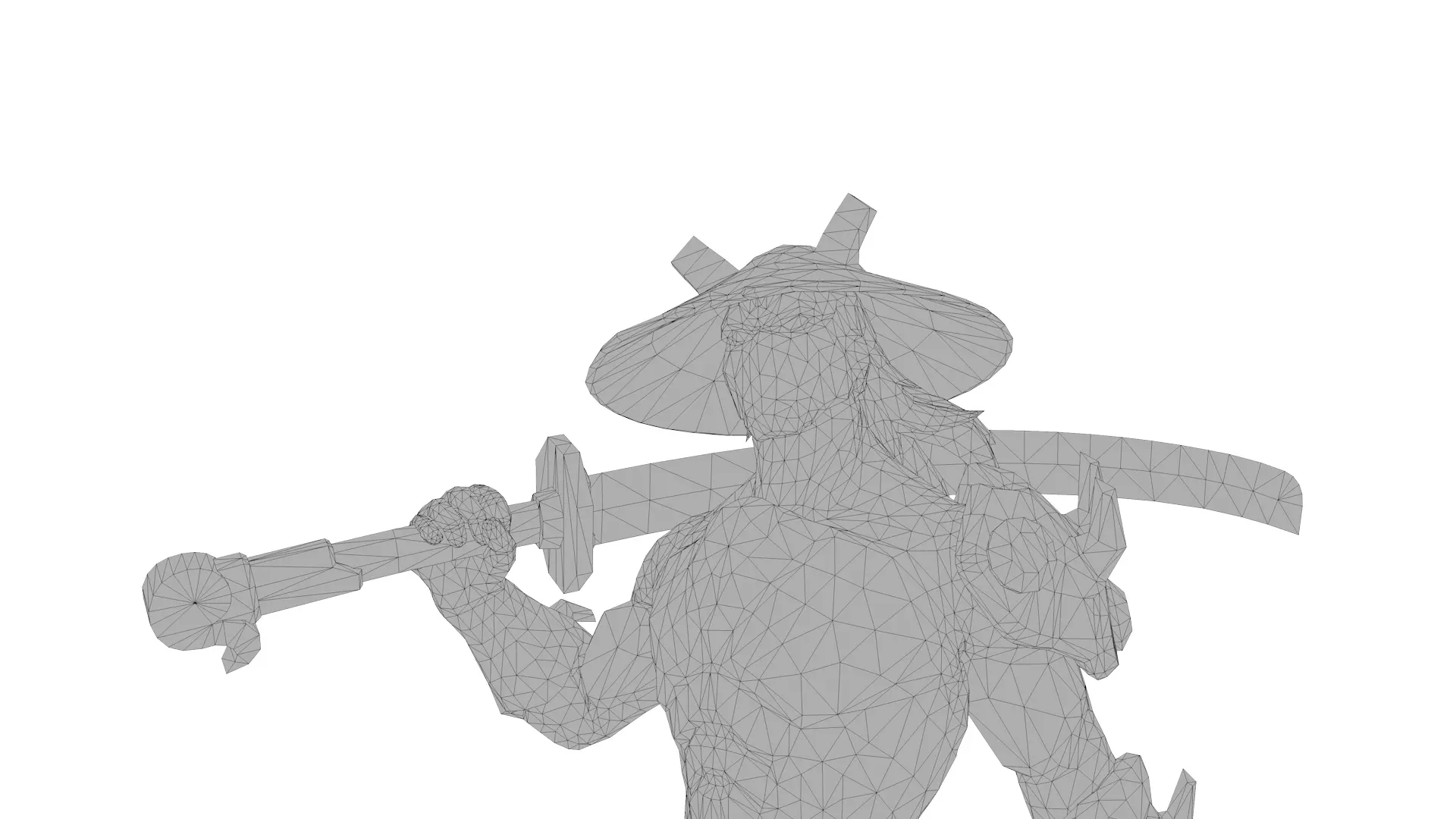 Cyber Samurai Warrior 3D Character with Neon Katana Low-poly 3D model_8