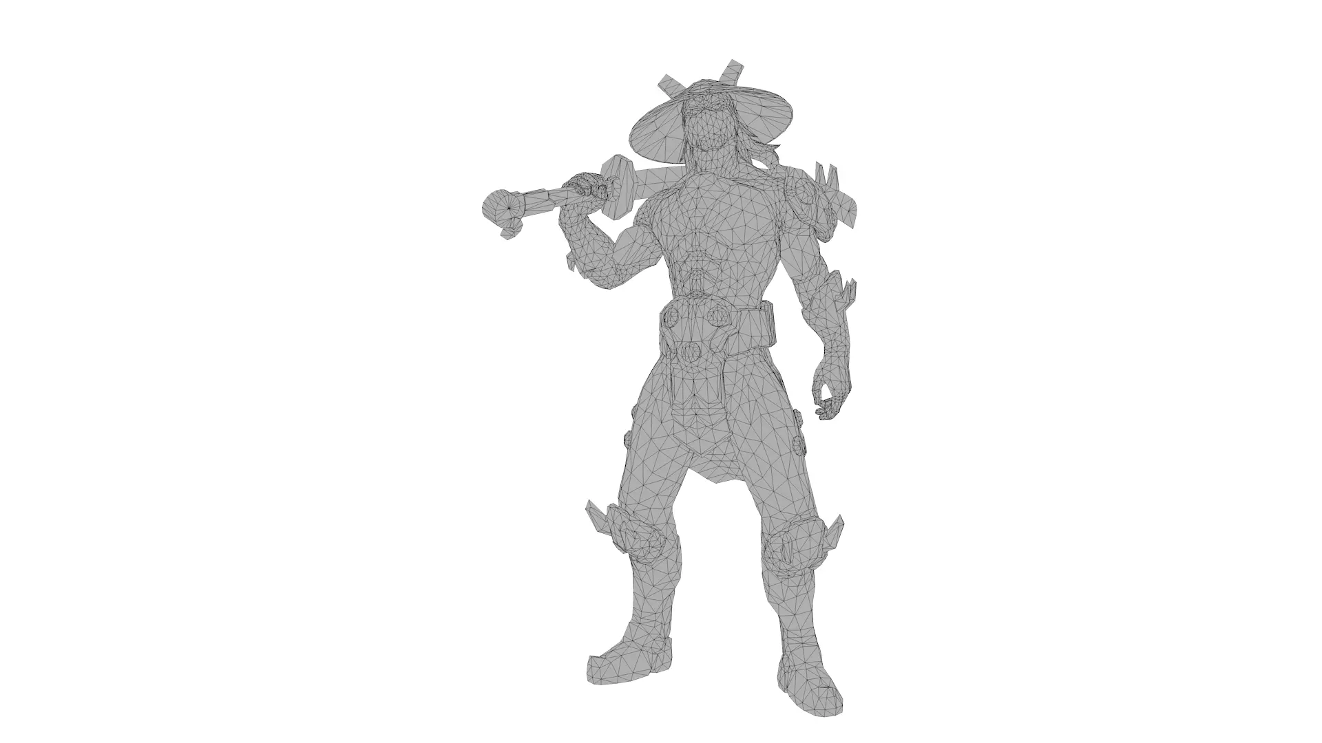 Cyber Samurai Warrior 3D Character with Neon Katana Low-poly 3D model_9