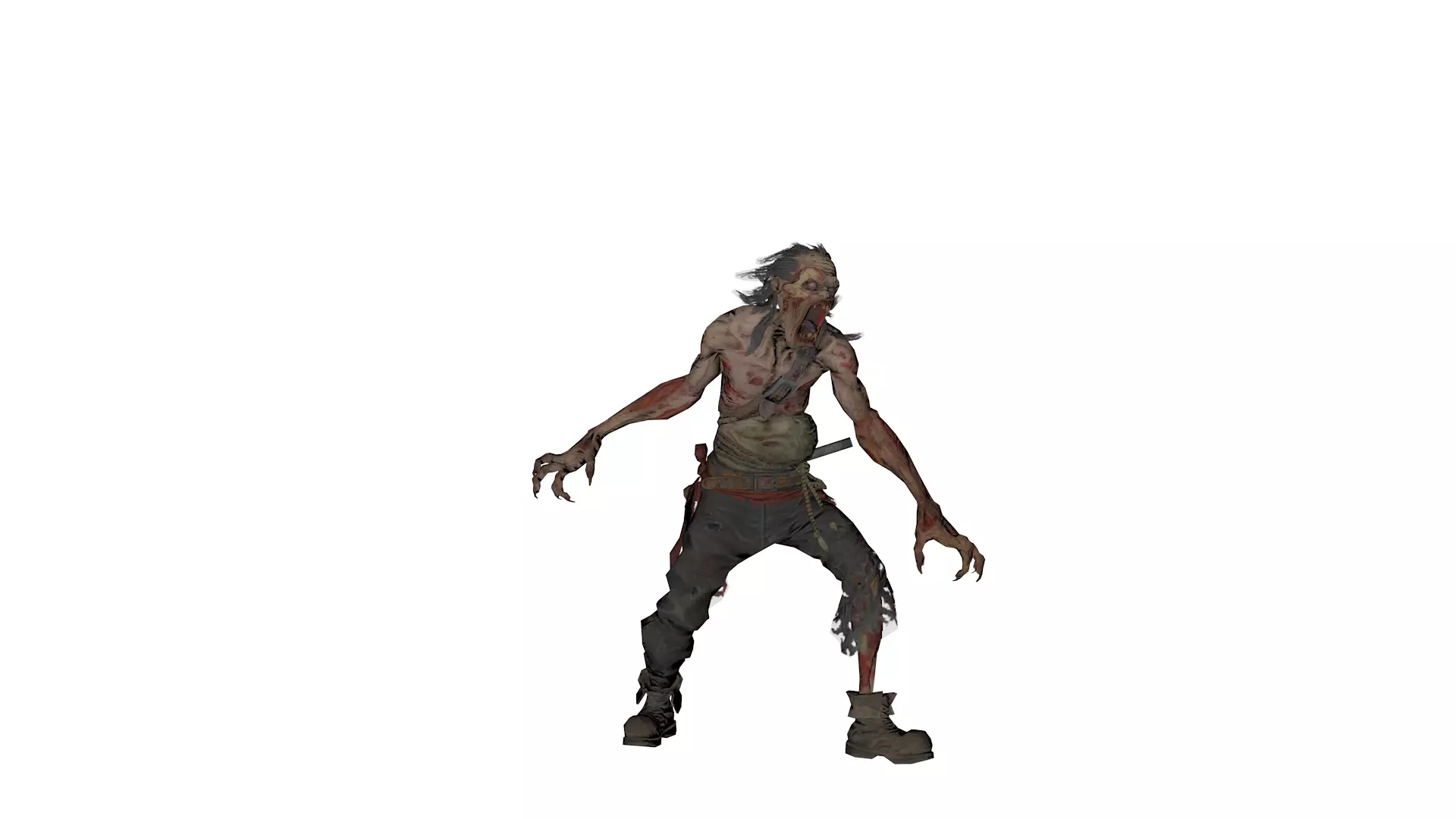Realistic Zombie  Infected Creature 3D Model  Game Ready Low-poly 3D model_2
