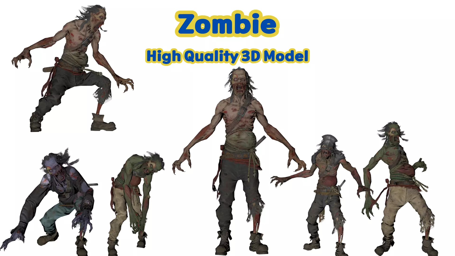 Realistic Zombie  Infected Creature 3D Model  Game Ready Low-poly 3D model_0