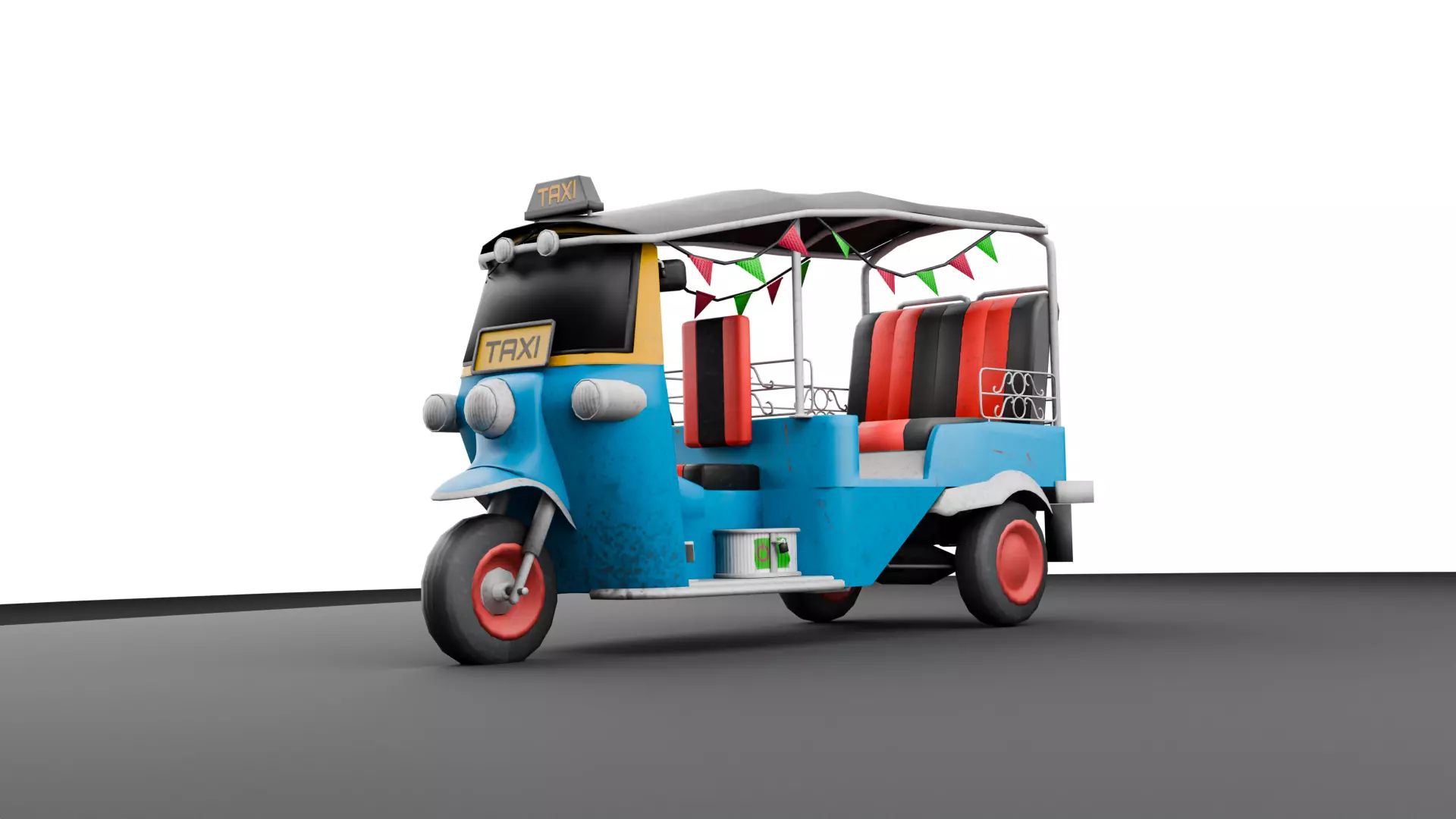 Tuk Tuk Taxi - Game Ready Asian Taxi Low-poly 3D model_1