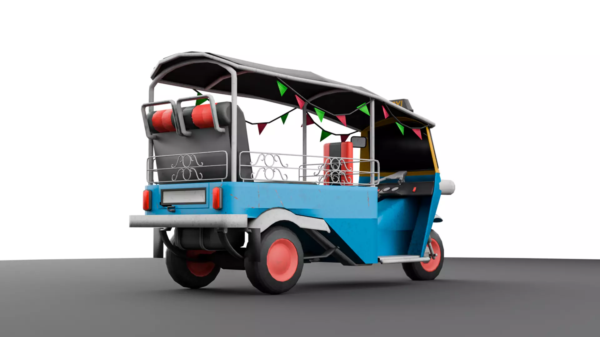Tuk Tuk Taxi - Game Ready Asian Taxi Low-poly 3D model_8