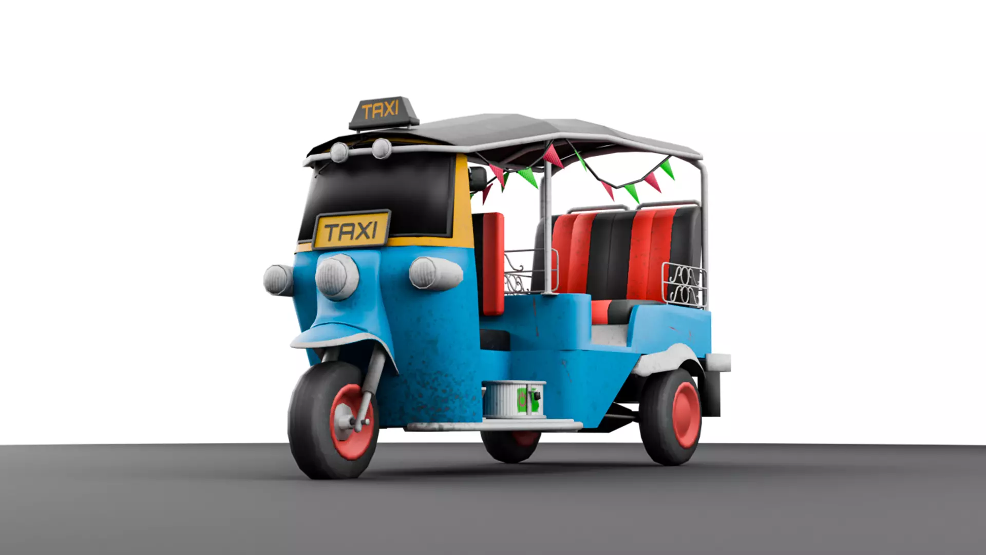 Tuk Tuk Taxi - Game Ready Asian Taxi Low-poly 3D model_9