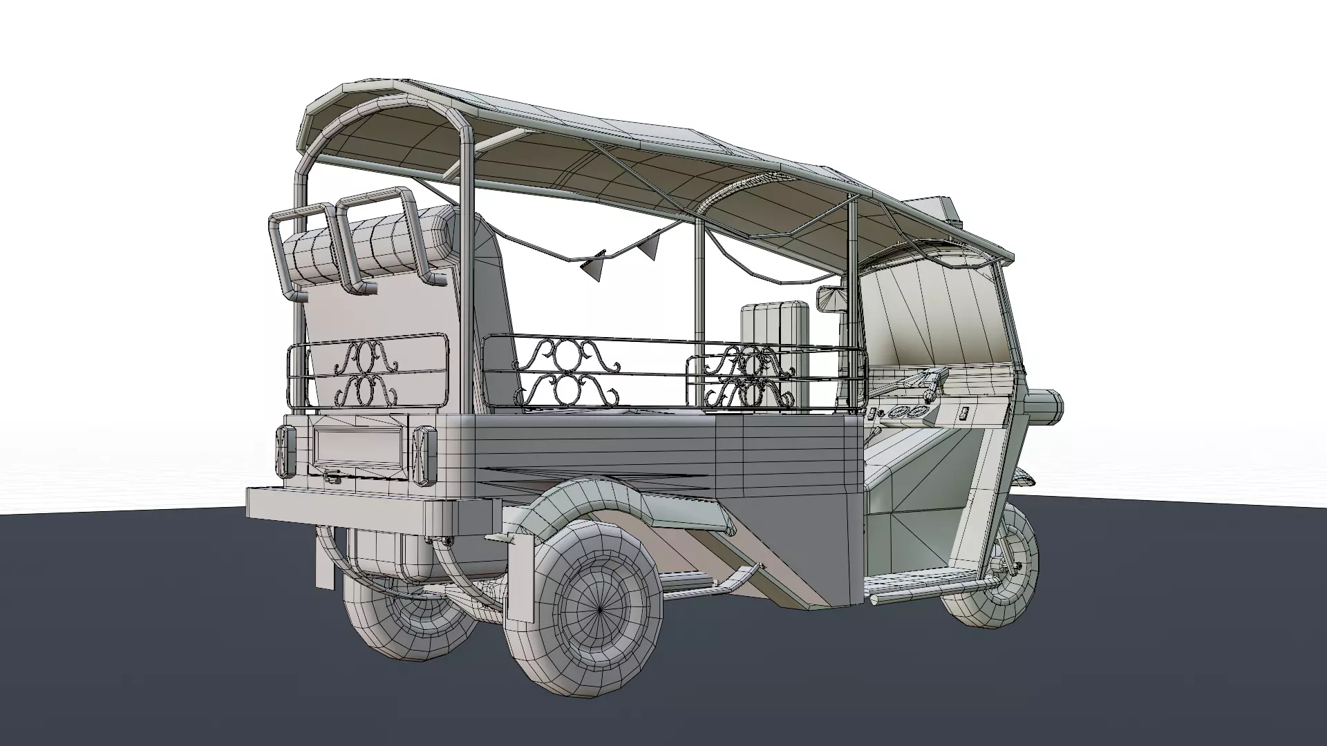Tuk Tuk Taxi - Game Ready Asian Taxi Low-poly 3D model_17