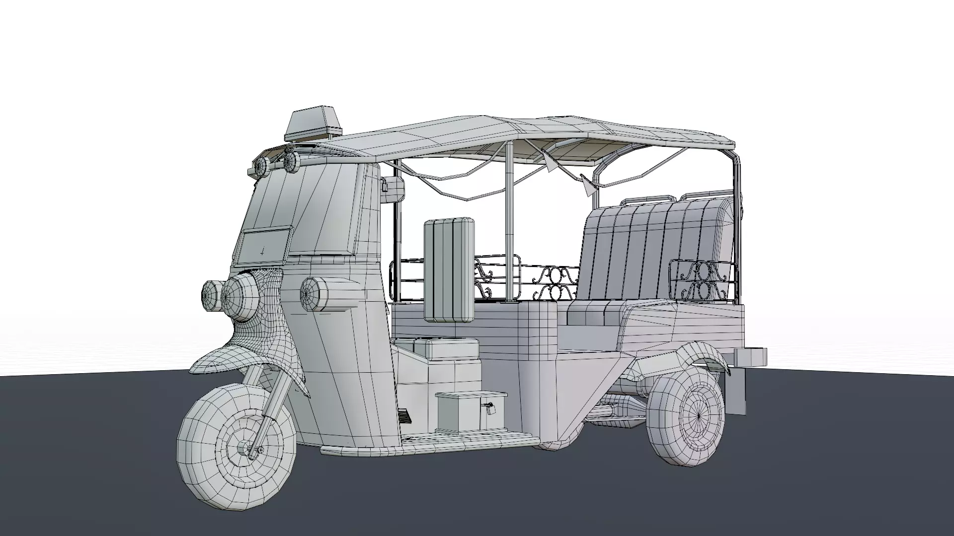 Tuk Tuk Taxi - Game Ready Asian Taxi Low-poly 3D model_4