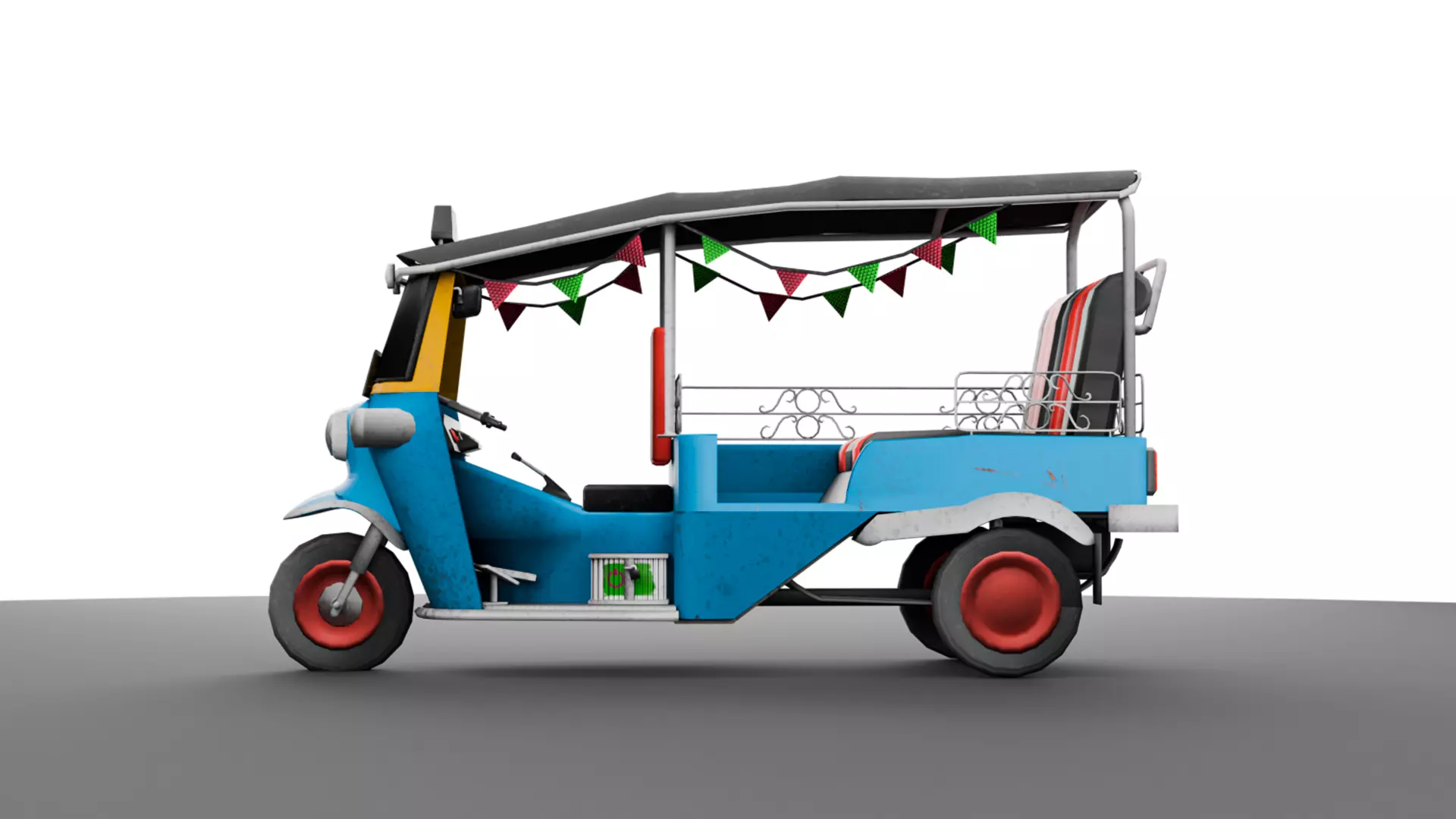 Tuk Tuk Taxi - Game Ready Asian Taxi Low-poly 3D model_10