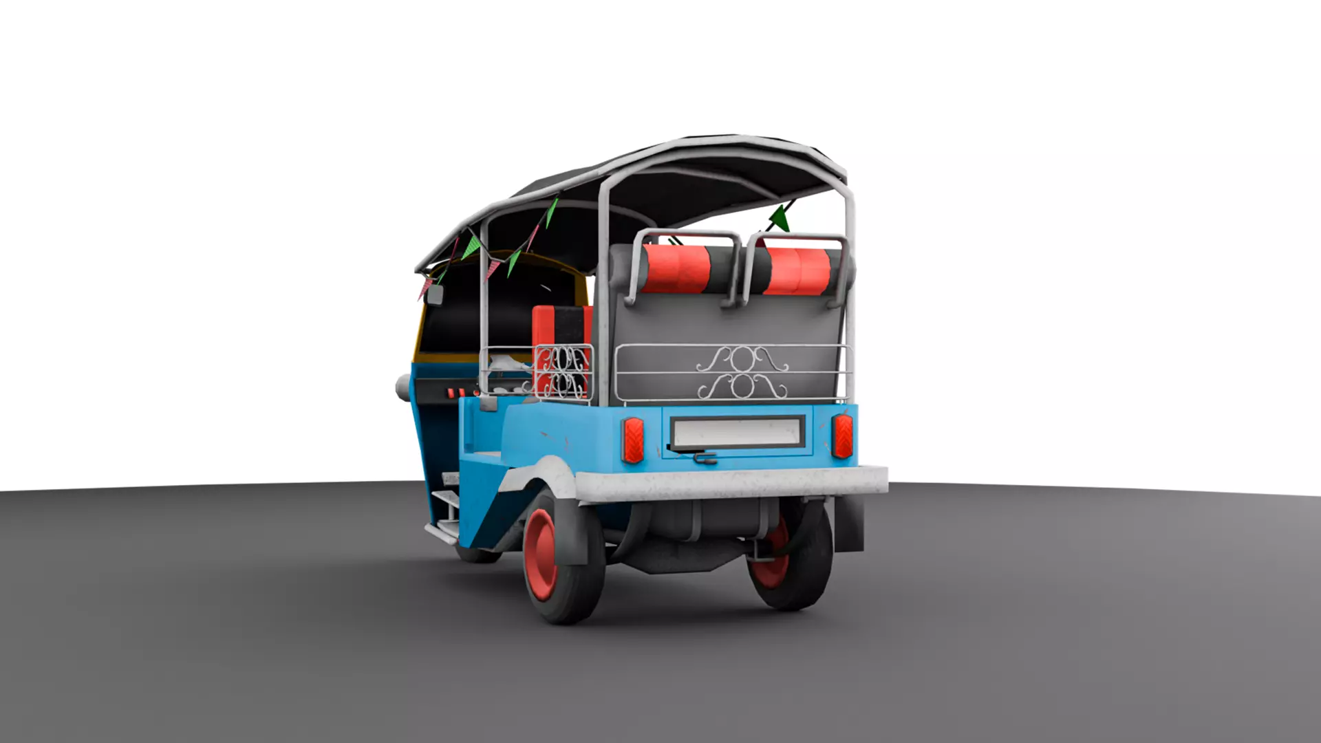 Tuk Tuk Taxi - Game Ready Asian Taxi Low-poly 3D model_11
