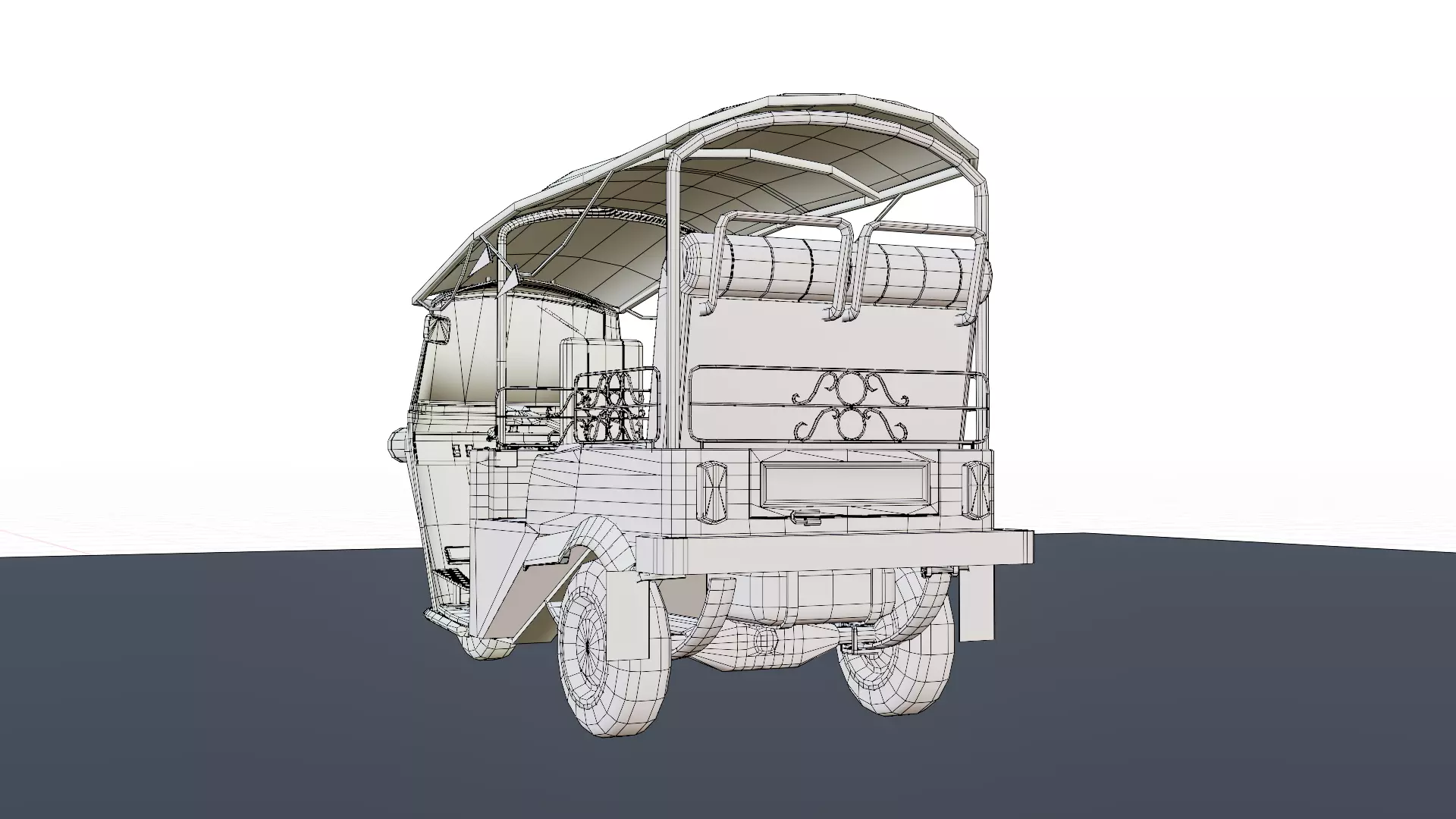 Tuk Tuk Taxi - Game Ready Asian Taxi Low-poly 3D model_16