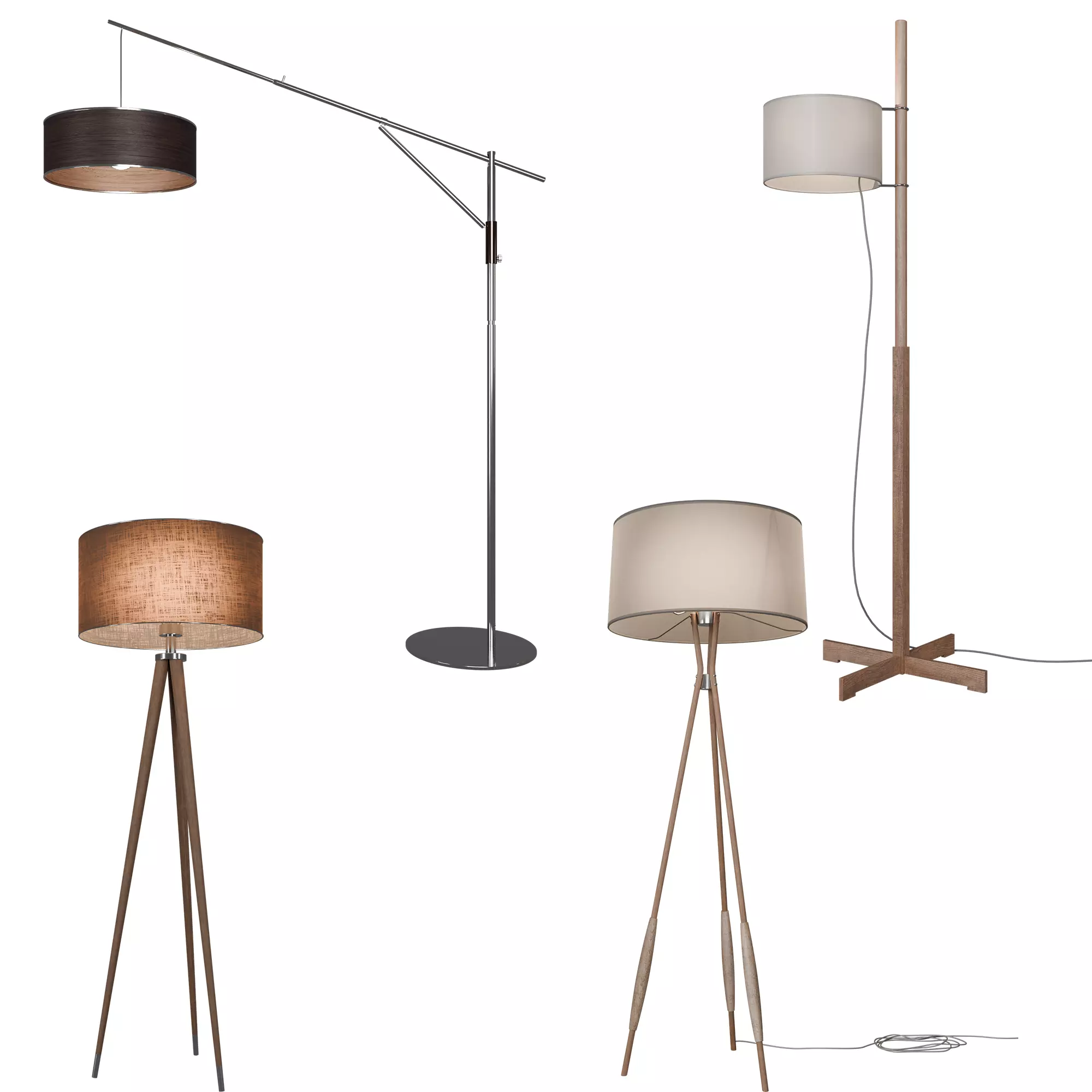 Floor LamP set of 4 Low-poly 3D model_0