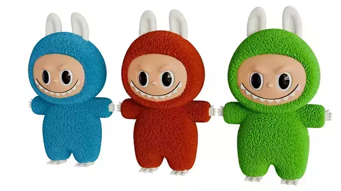 Labubu 3D Character with Realistic Fur  Model