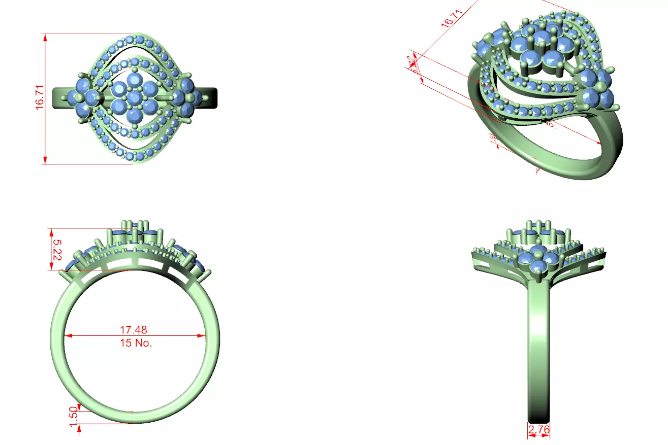 Diamond Ring 3dm stl renders animation videos details 3D print model_6