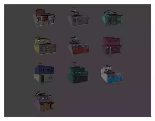 Low Poly Brazilian House Colection - 10x