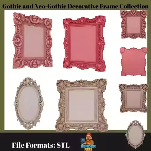 Rococo Heart Motif Decorative Frames Collection 3D print model