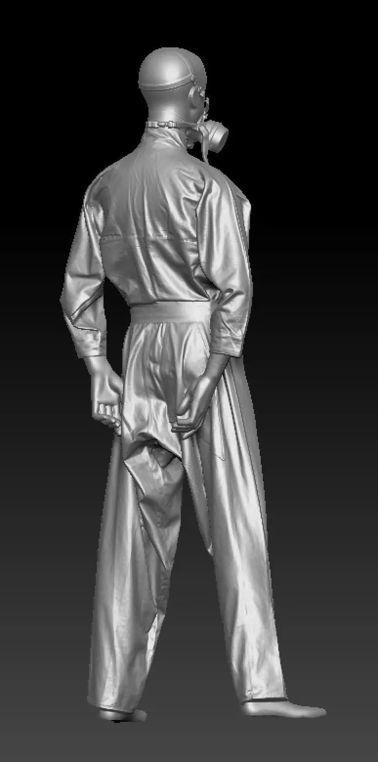 David Bowie hazard suit and mask costume 3D model_5