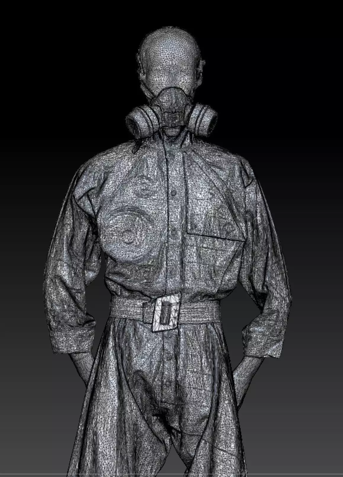 David Bowie hazard suit and mask costume 3D model_3