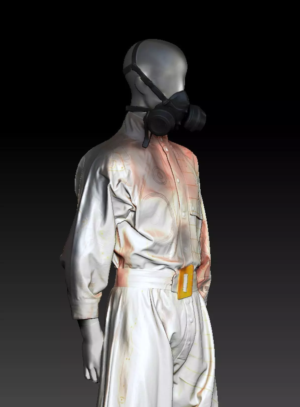 David Bowie hazard suit and mask costume 3D model_2