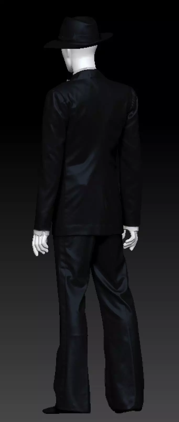 David Bowie black suit and hat costume 3D model_1