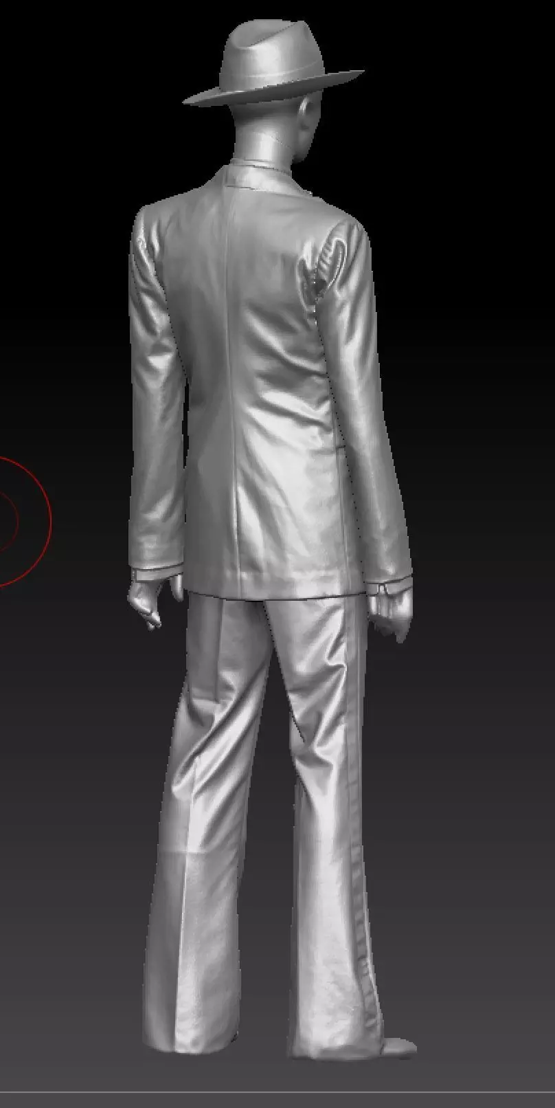 David Bowie black suit and hat costume 3D model_3