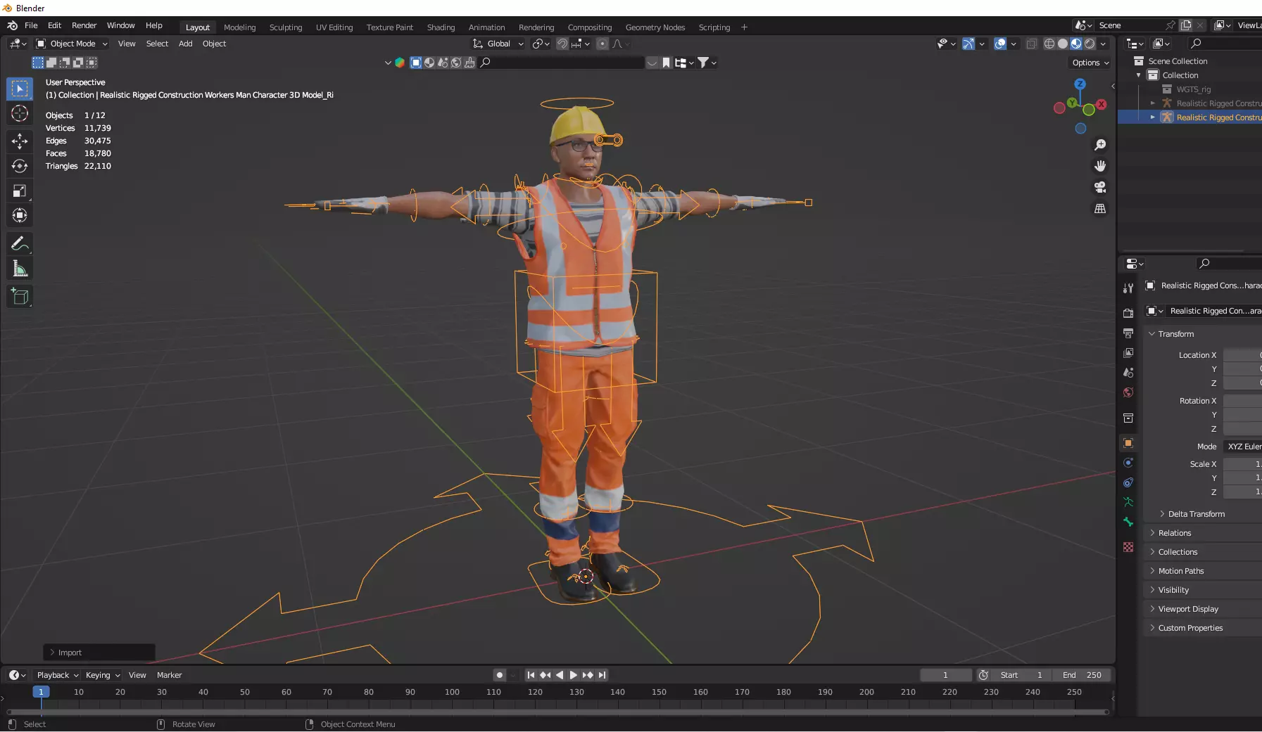 Realistic Rigged Construction Workers Man Character 3D Model 3D model_7