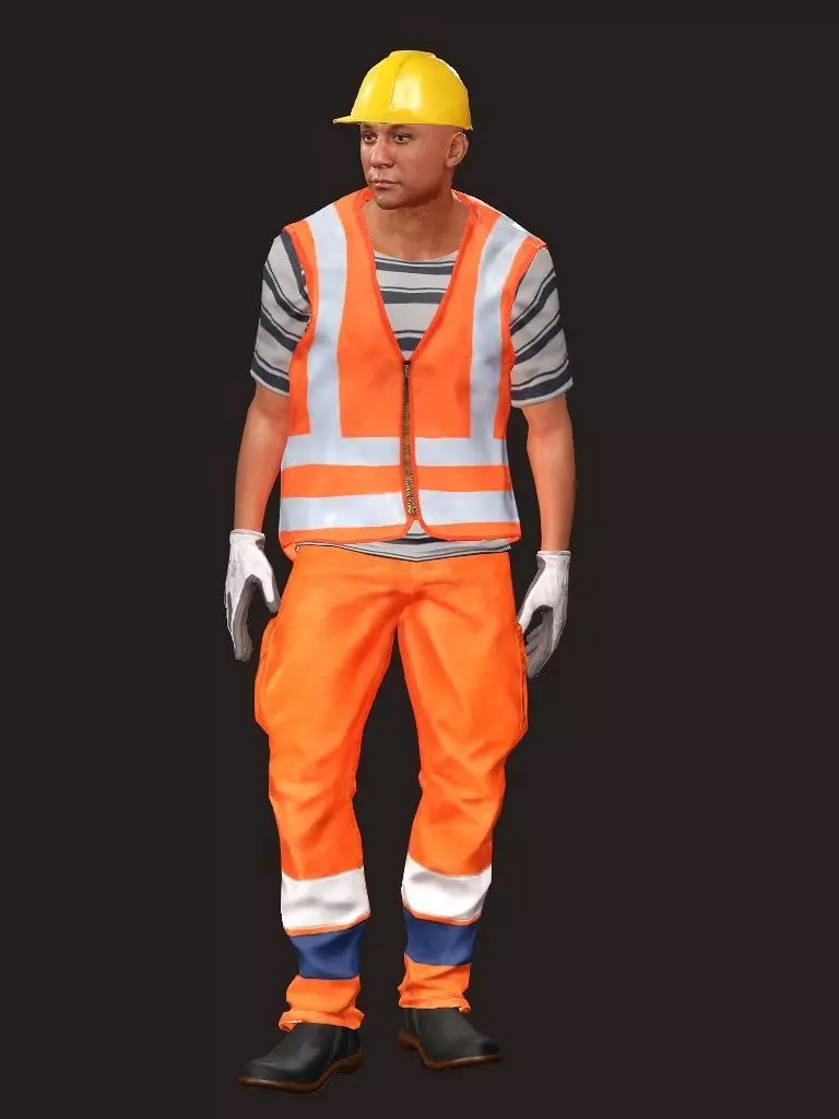 Realistic Rigged Construction Workers Man Character 3D Model 3D model_5