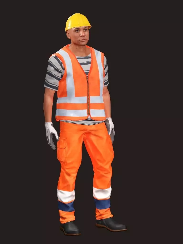 Realistic Rigged Construction Workers Man Character 3D Model 3D model_3