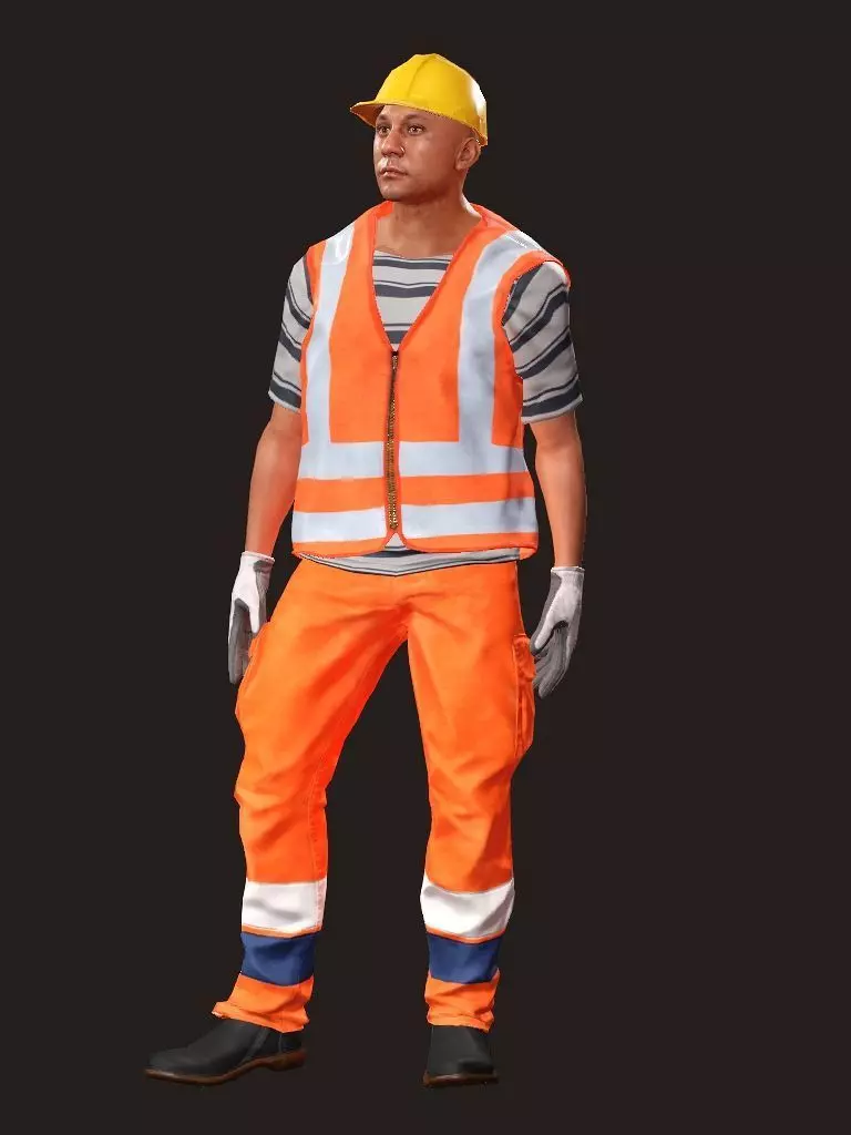 Realistic Rigged Construction Workers Man Character 3D Model 3D model_6