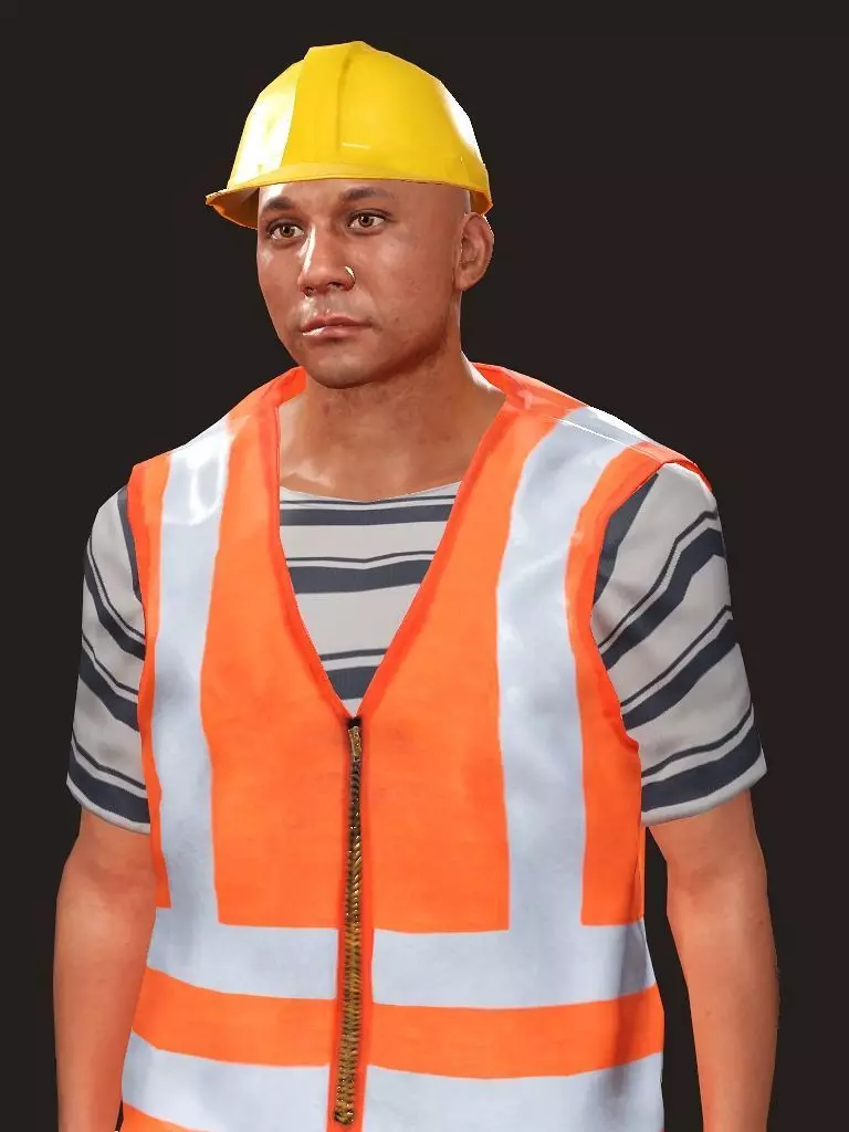 Realistic Rigged Construction Workers Man Character 3D Model 3D model_2