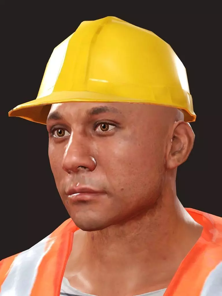 Realistic Rigged Construction Workers Man Character 3D Model 3D model_1