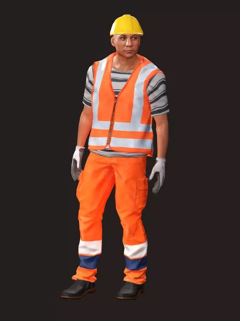 Realistic Rigged Construction Workers Man Character 3D Model 3D model_4