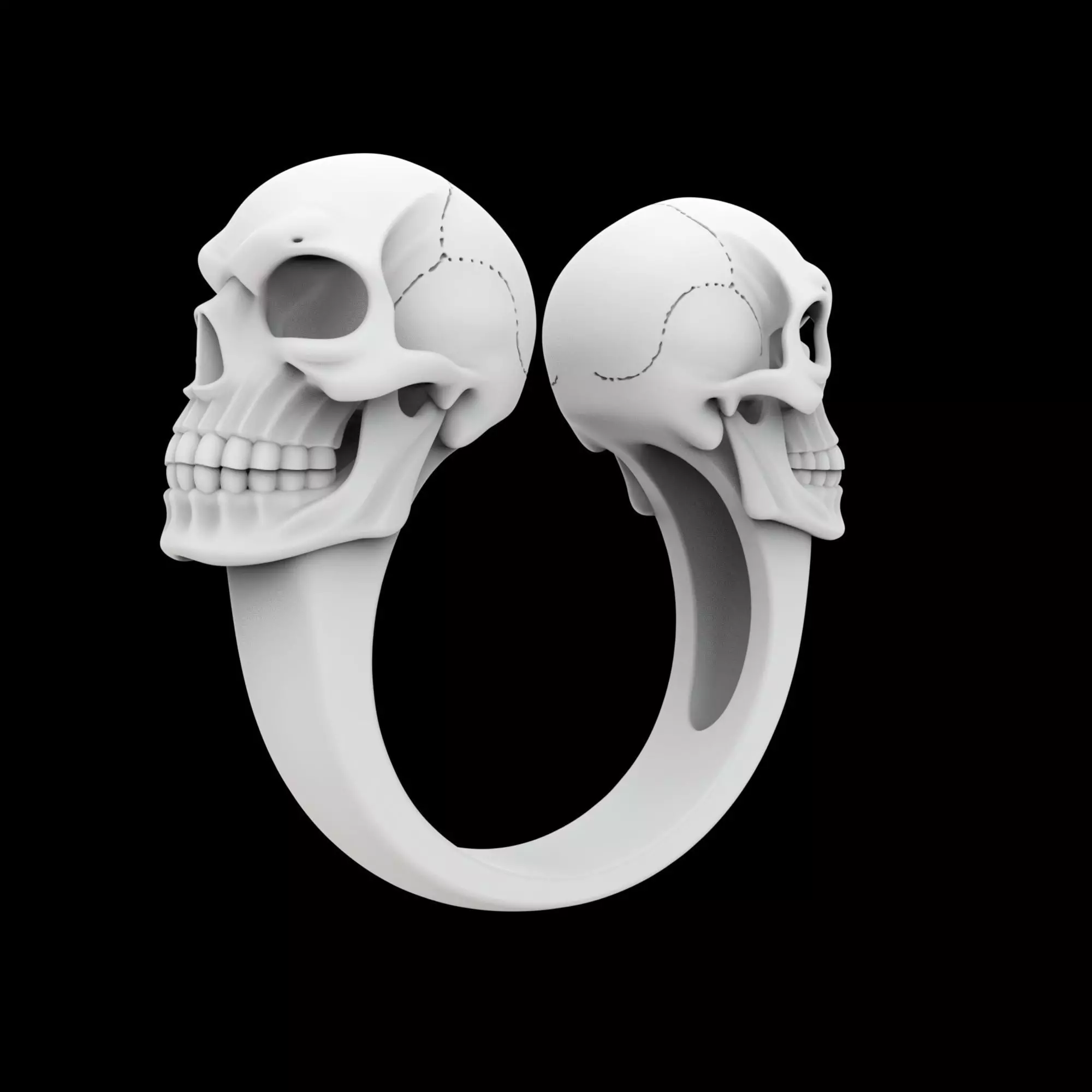 Double Skull Ring 3D Print Model 3D print model