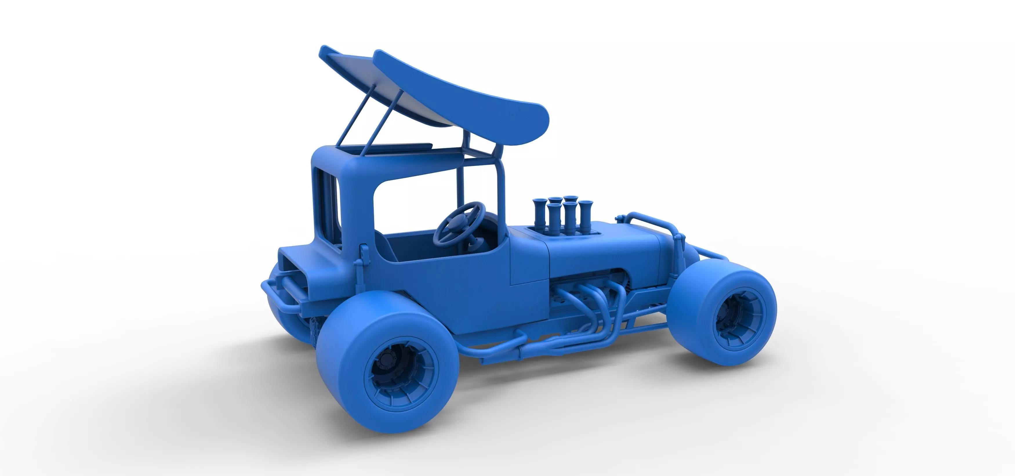Vintage Winged Supermodified stock car Scale 1 to 25 3D print model_47