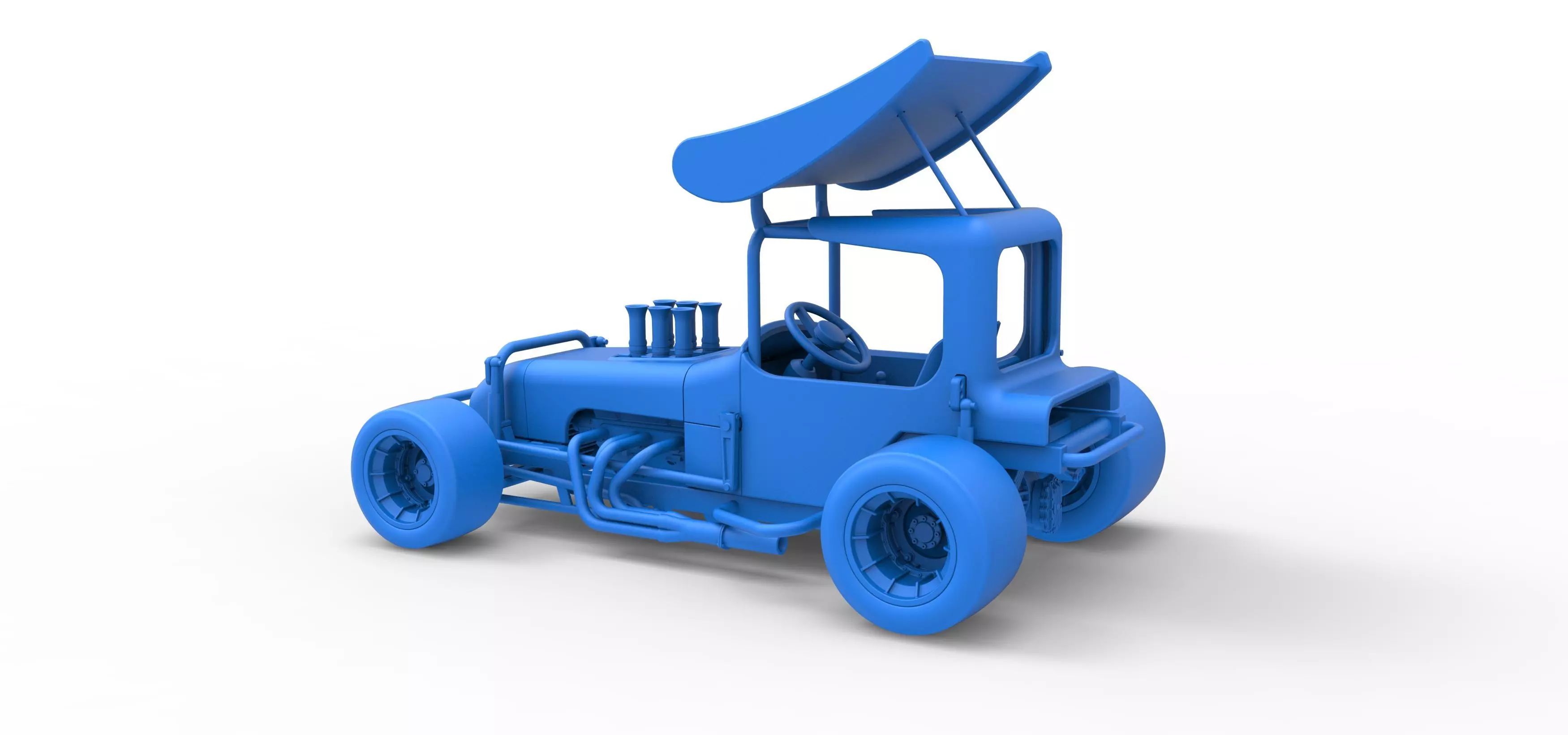 Vintage Winged Supermodified stock car Scale 1 to 25 3D print model_39