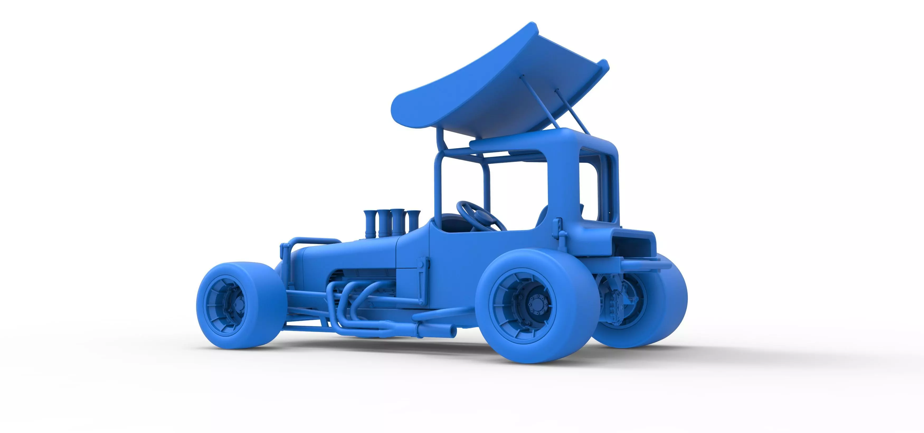 Vintage Winged Supermodified stock car Scale 1 to 25 3D print model_40