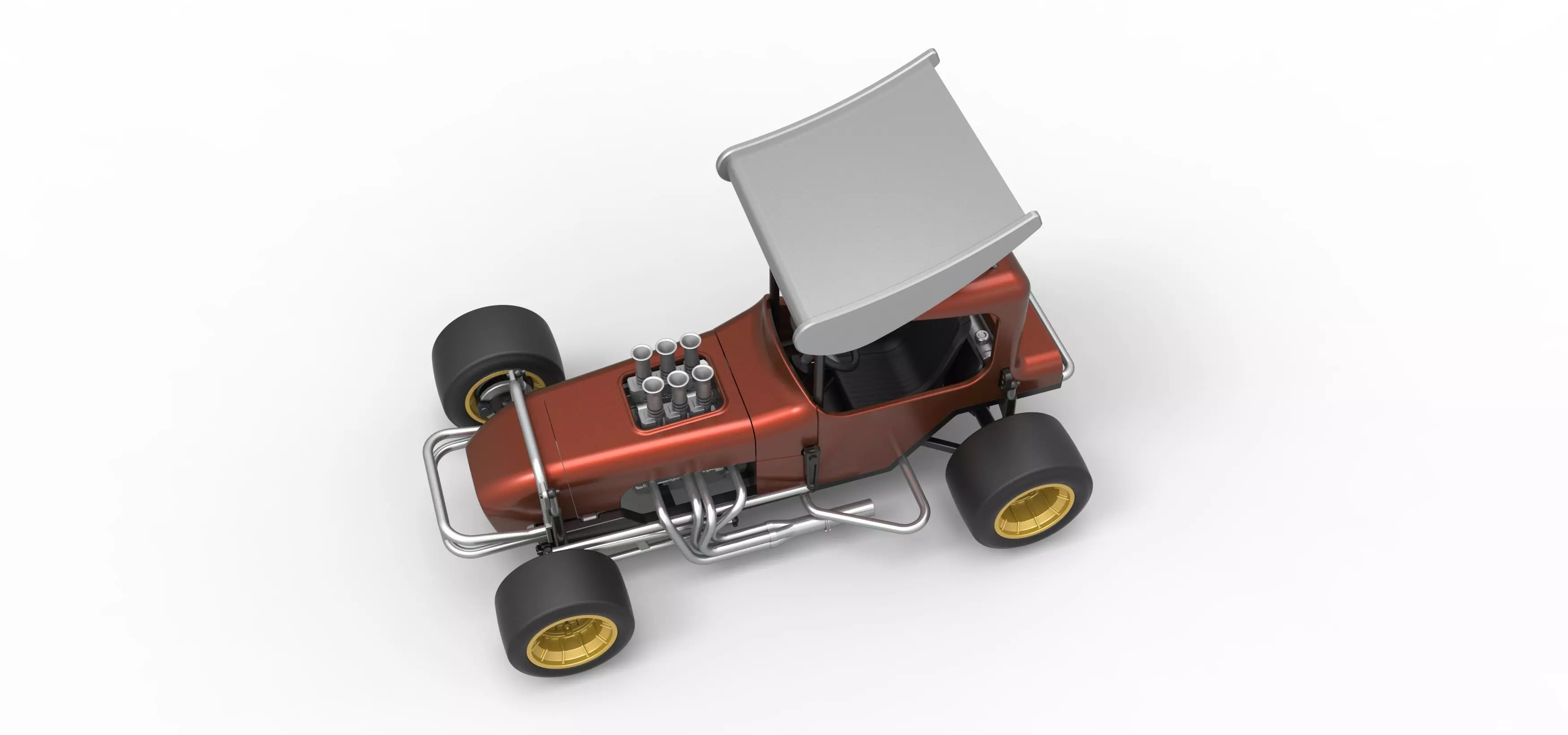Vintage Winged Supermodified stock car Scale 1 to 25 3D print model_4