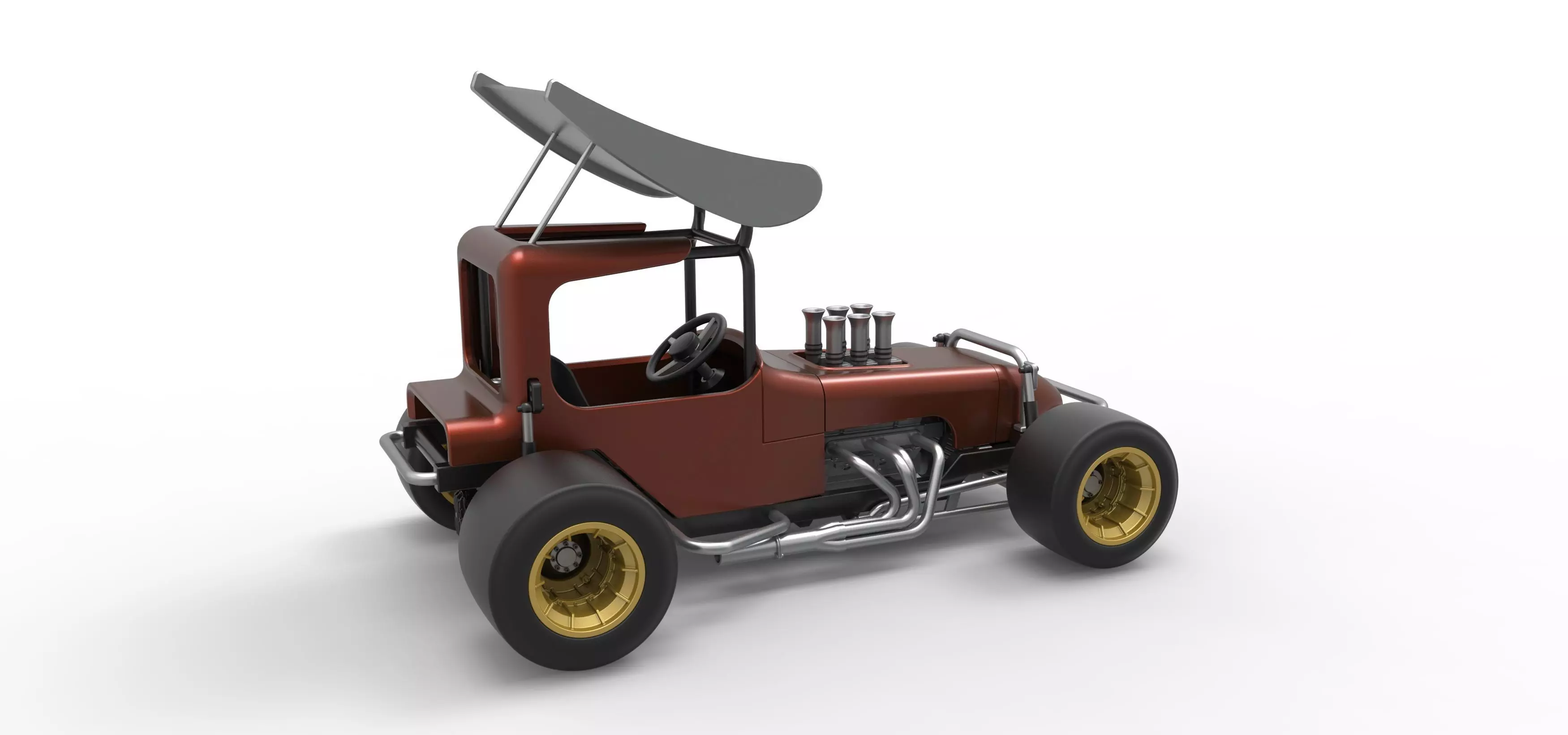 Vintage Winged Supermodified stock car Scale 1 to 25 3D print model_20