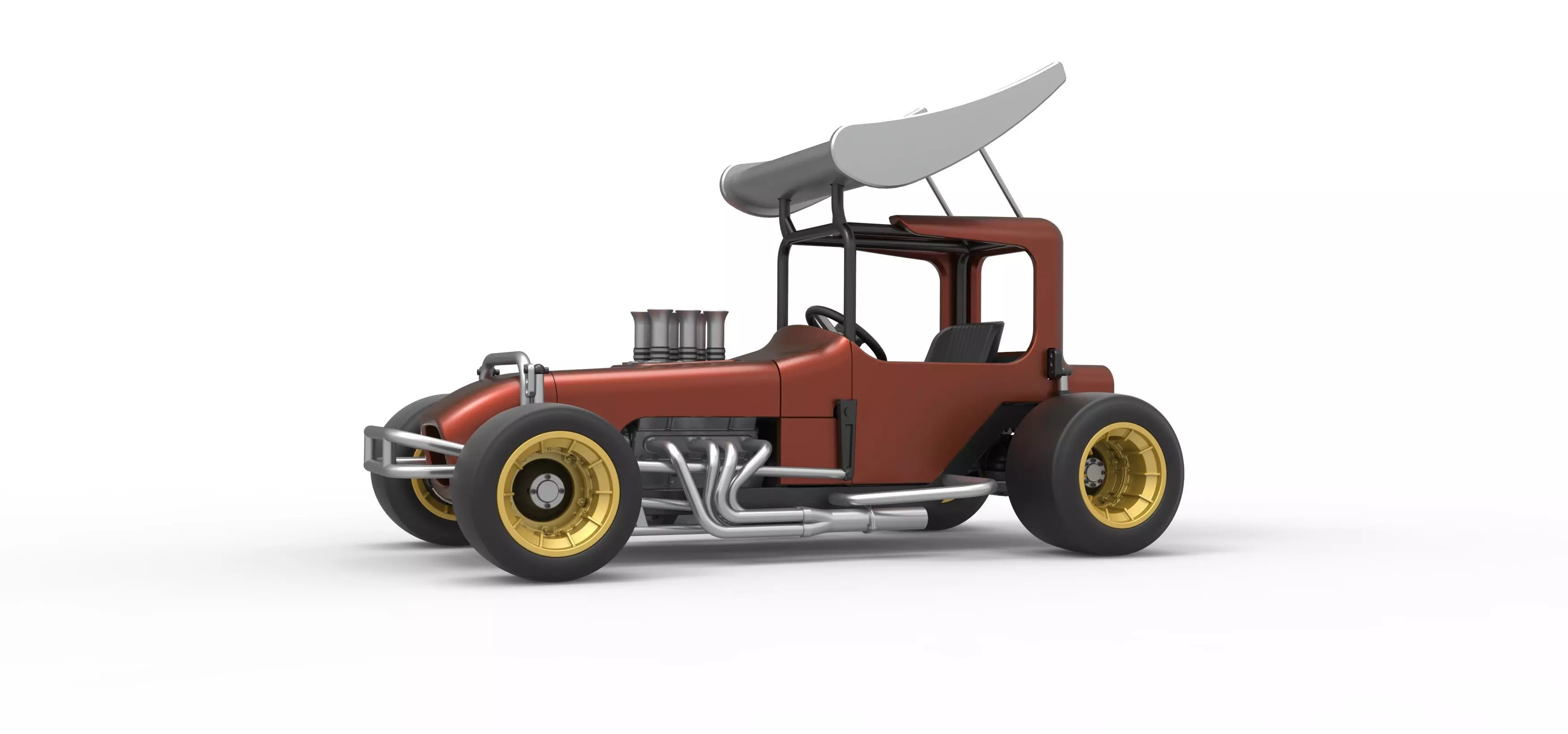 Vintage Winged Supermodified stock car Scale 1 to 25 3D print model_2