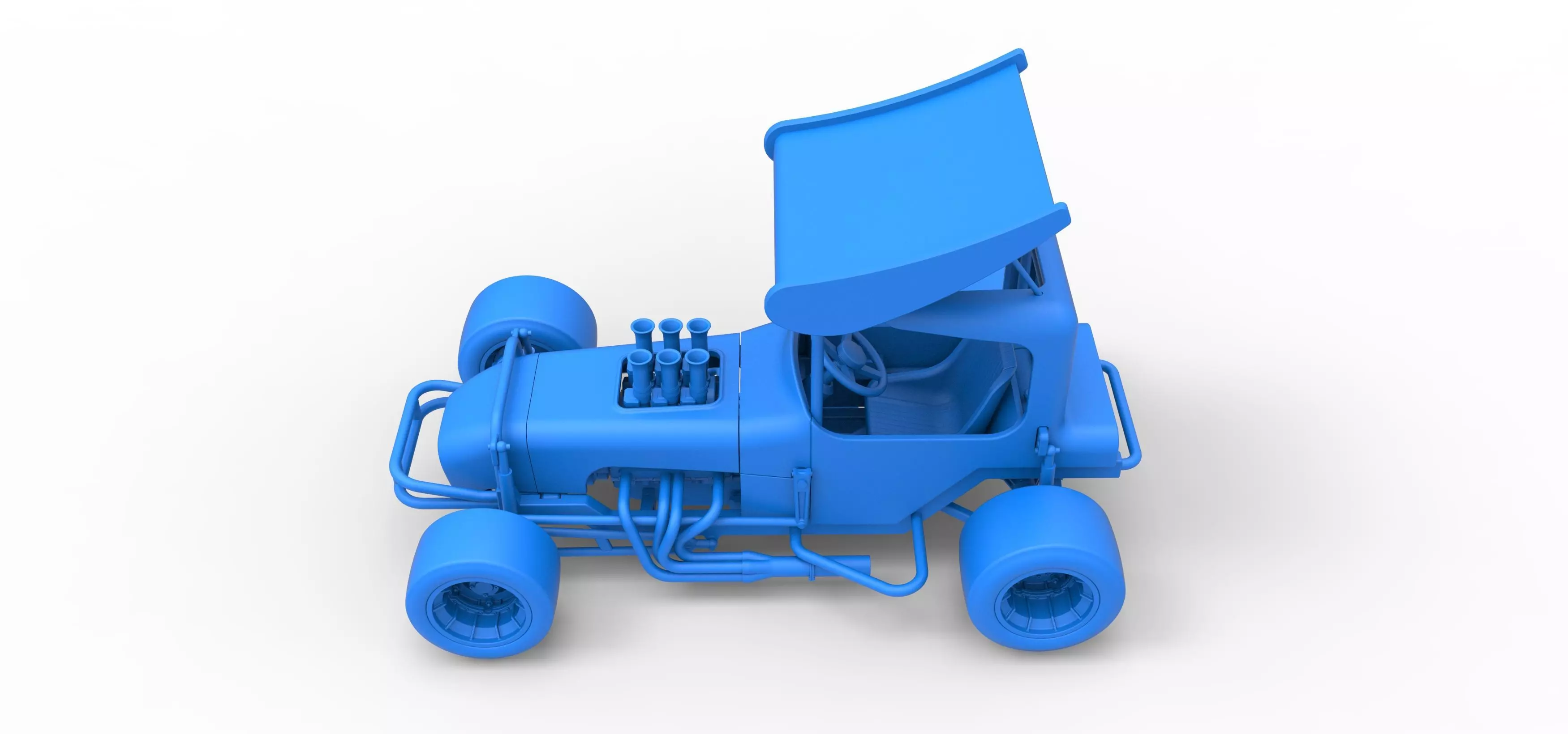 Vintage Winged Supermodified stock car Scale 1 to 25 3D print model_37