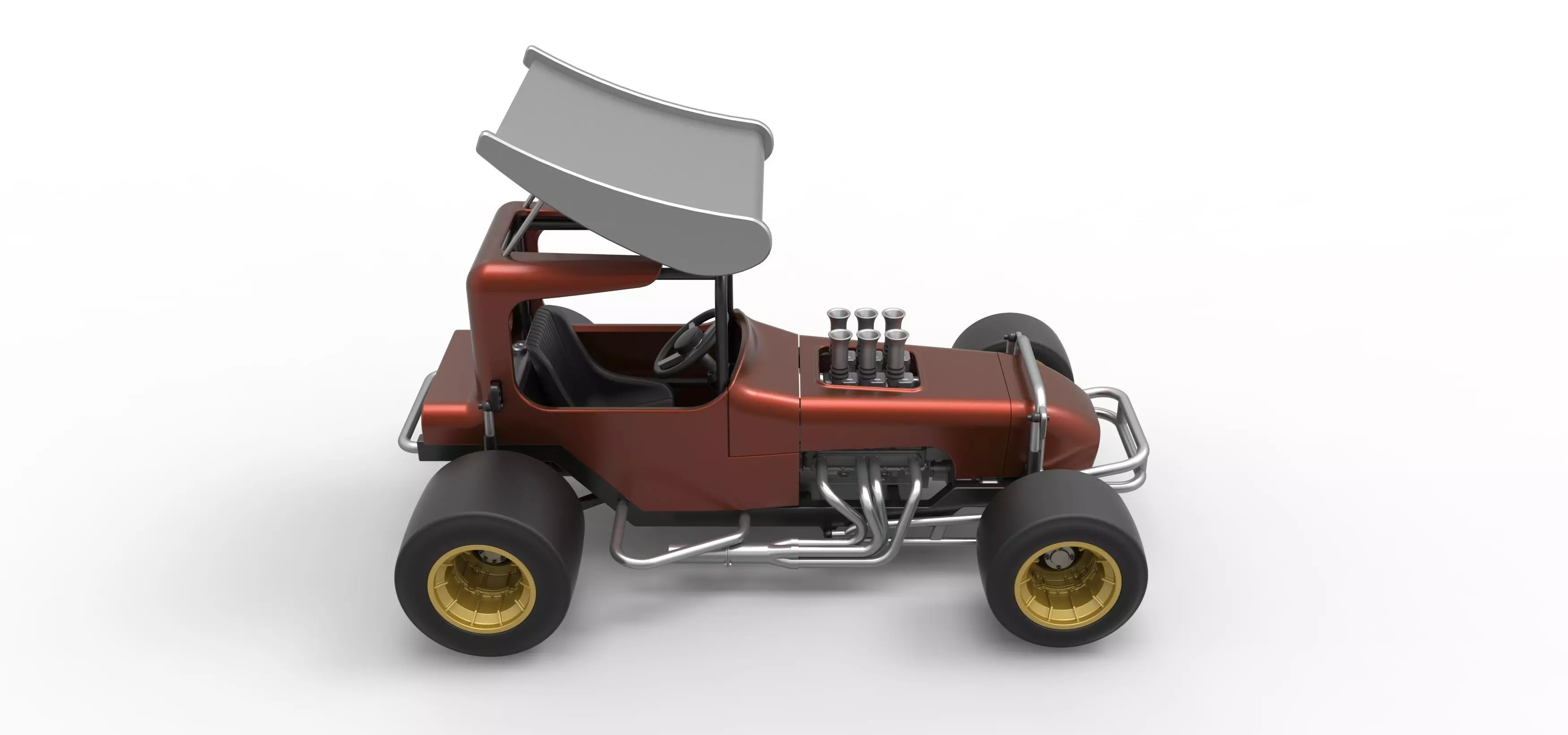 Vintage Winged Supermodified stock car Scale 1 to 25 3D print model_23