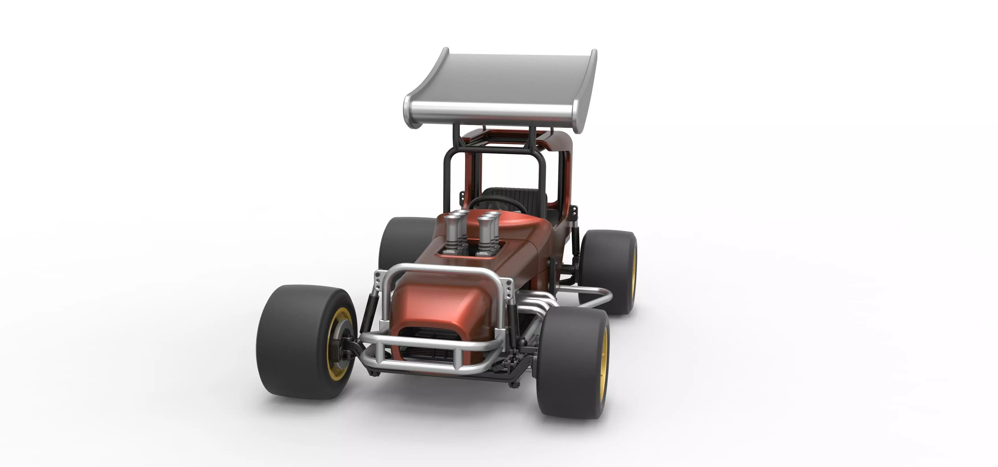 Vintage Winged Supermodified stock car Scale 1 to 25 3D print model_5