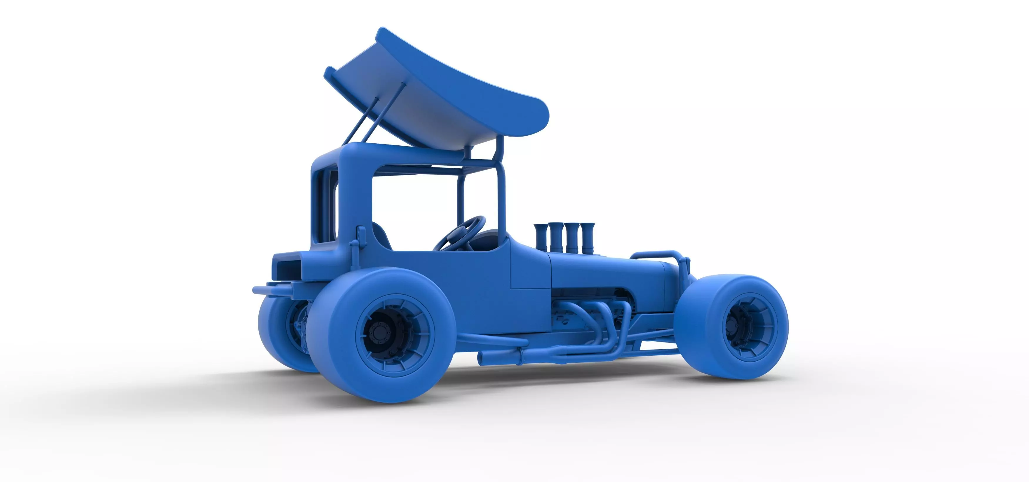 Vintage Winged Supermodified stock car Scale 1 to 25 3D print model_48