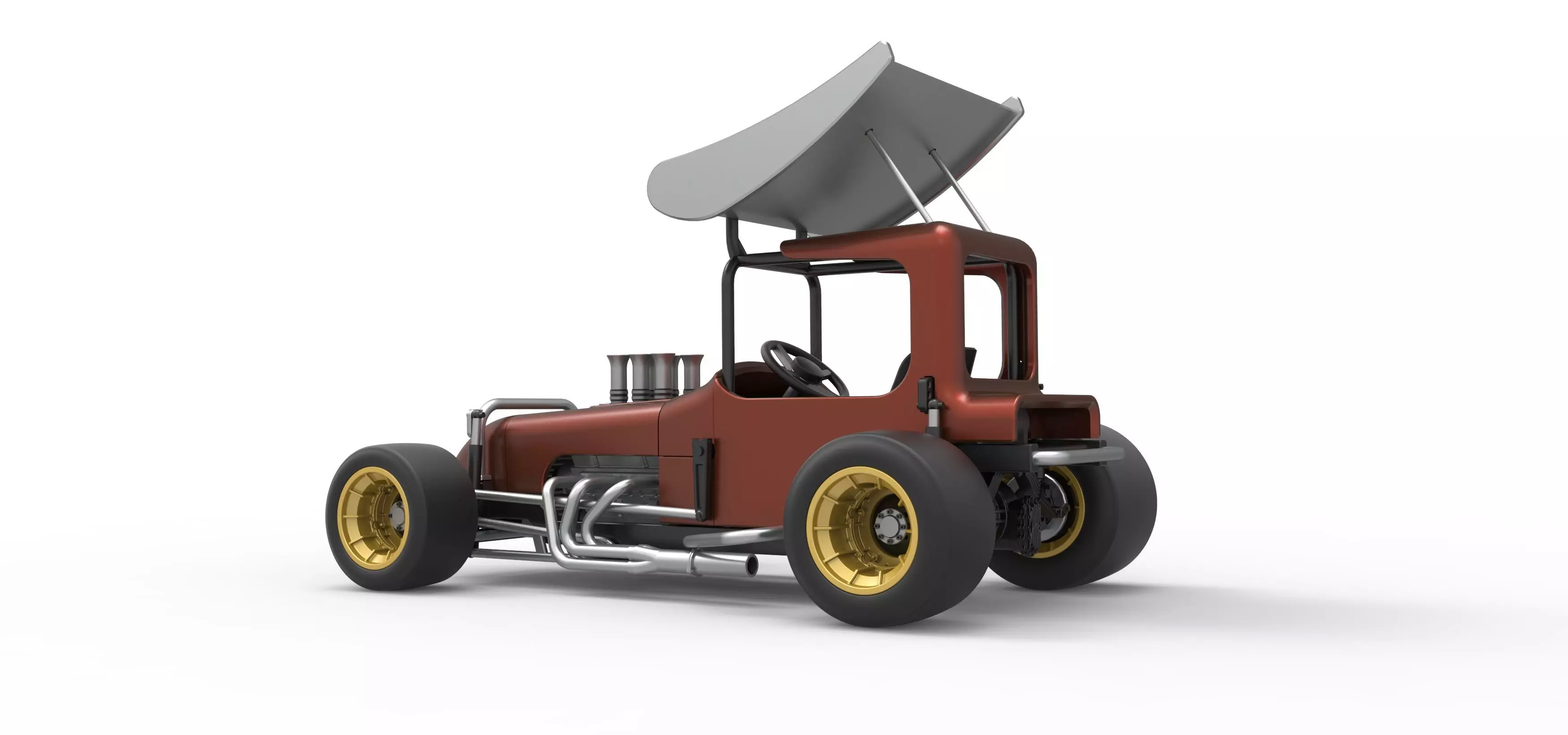 Vintage Winged Supermodified stock car Scale 1 to 25 3D print model_13