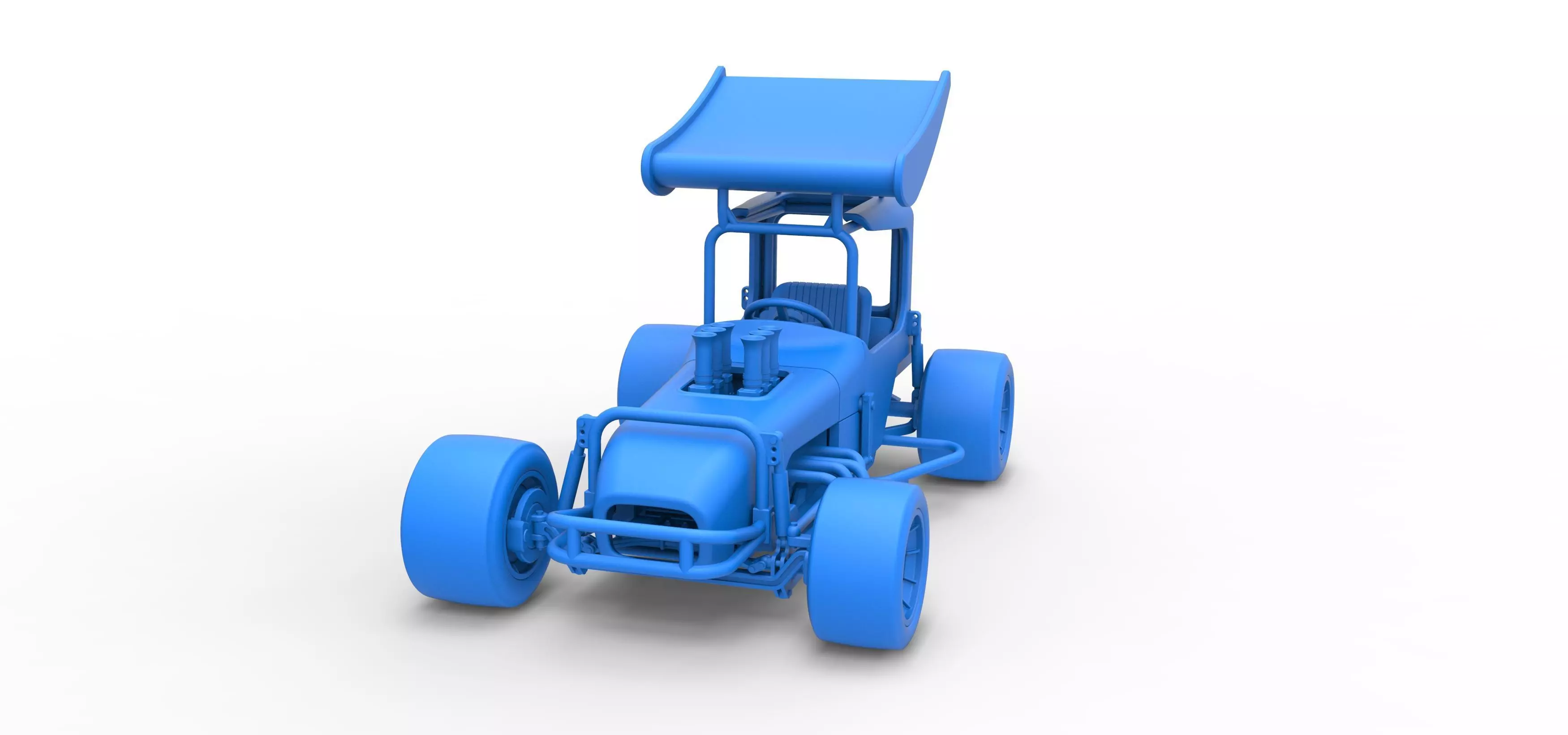 Vintage Winged Supermodified stock car Scale 1 to 25 3D print model_32