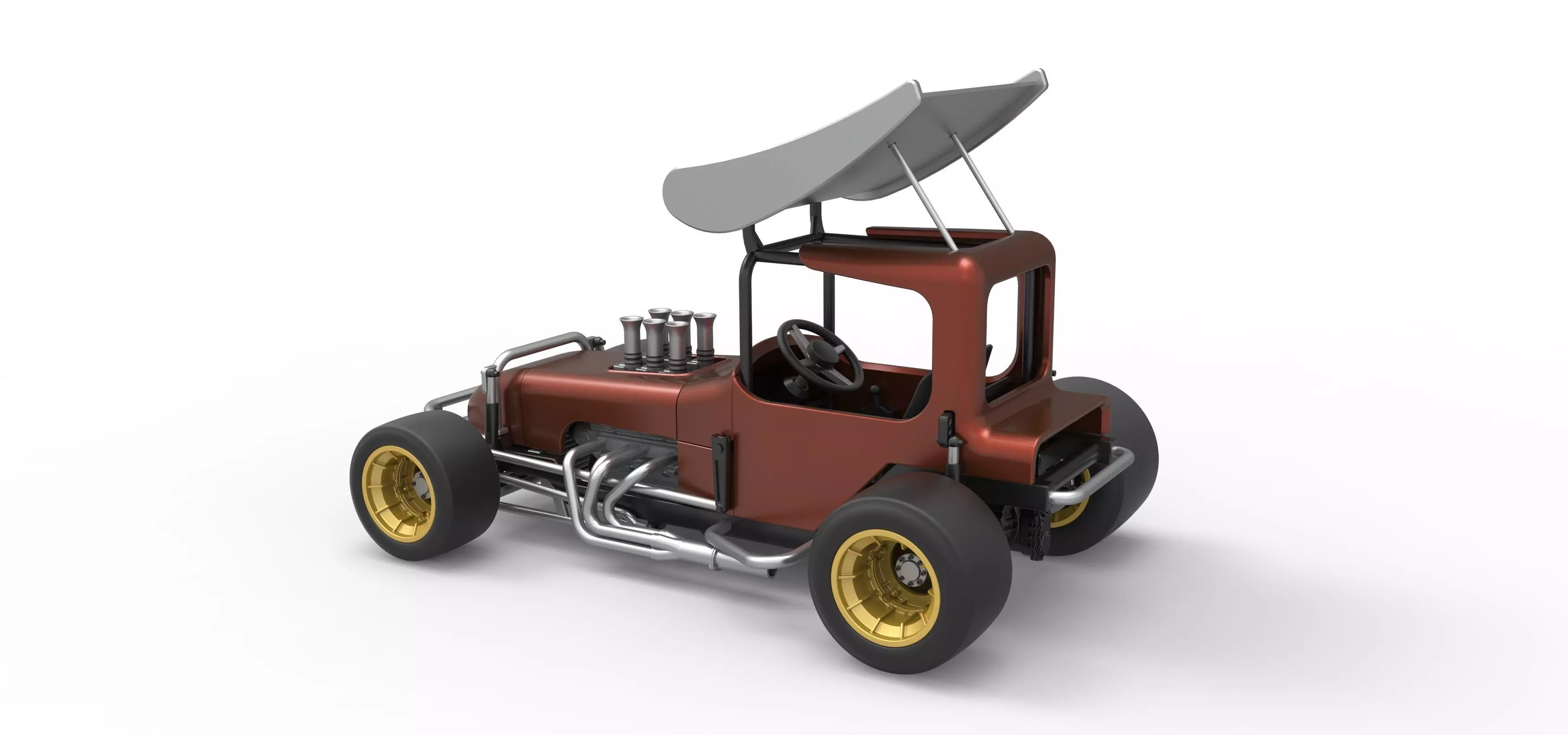 Vintage Winged Supermodified stock car Scale 1 to 25 3D print model_12