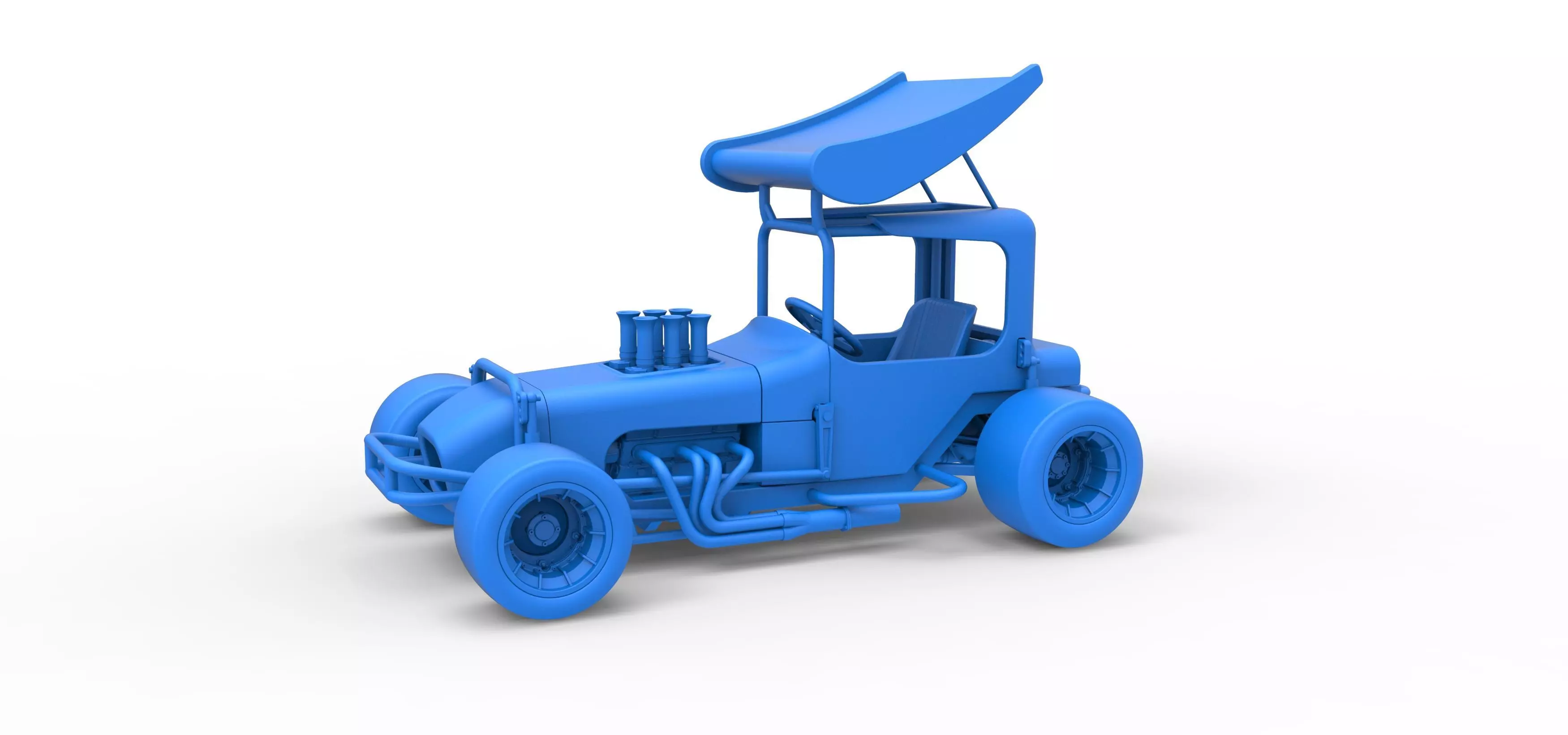 Vintage Winged Supermodified stock car Scale 1 to 25 3D print model_28